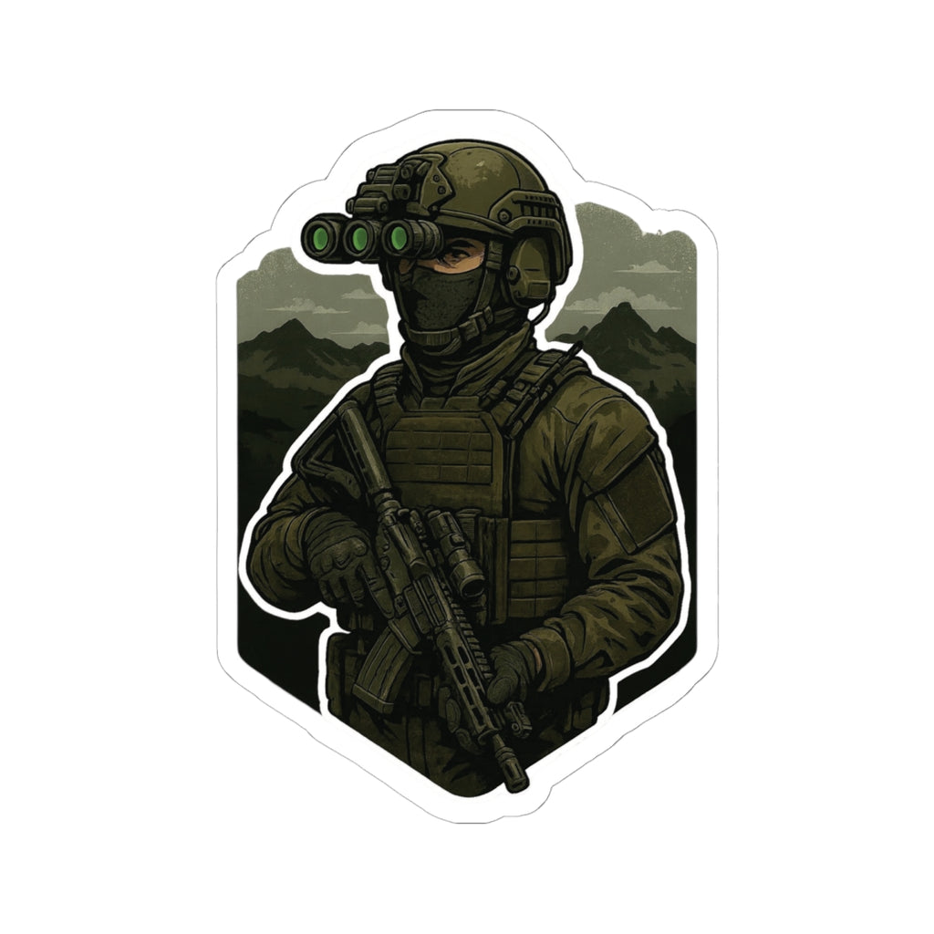 Tactical Soldier Night Vision Sticker — Military Kiss-Cut Decal