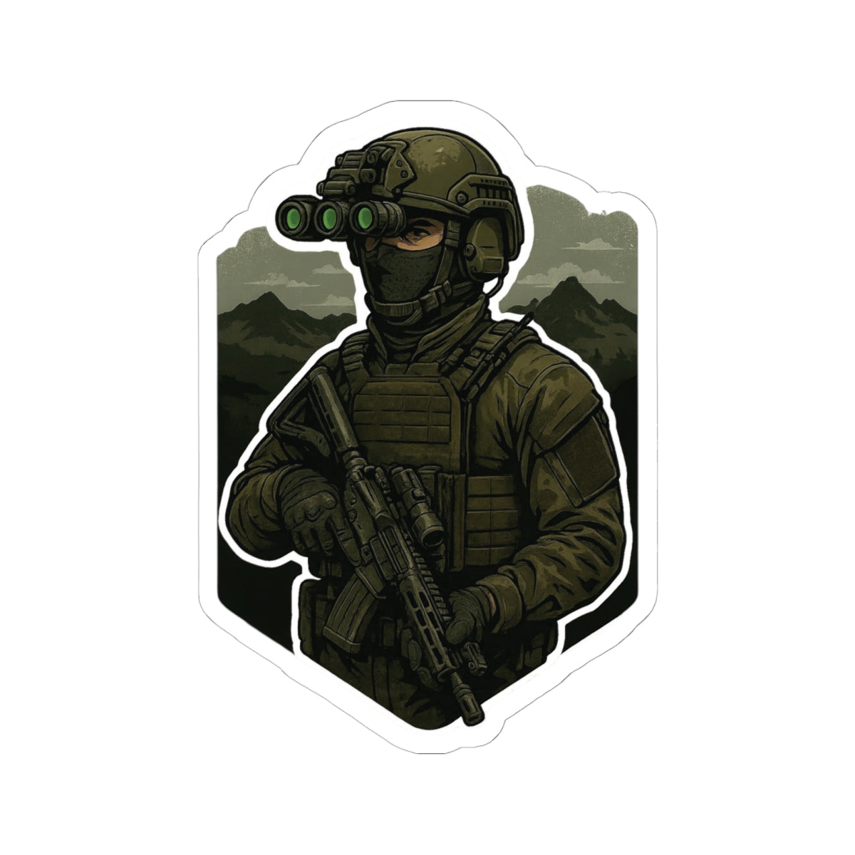 Tactical Soldier Night Vision Sticker — Military Kiss-Cut Decal