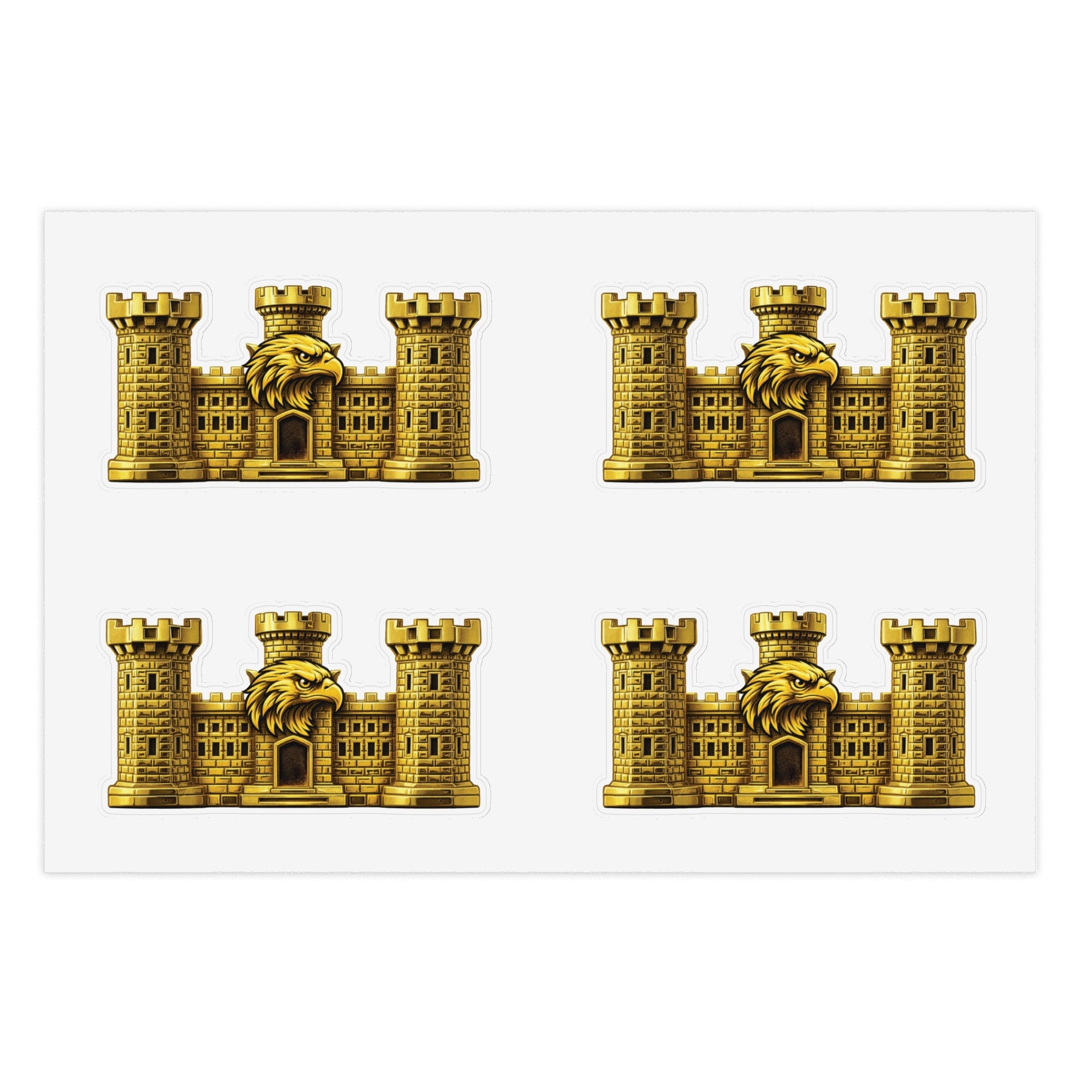 Golden Castle Eagle Emblem - Tactical Sticker Pack (4-Piece Set)