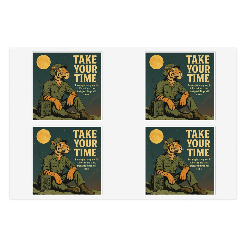 Take Your Time Retro Hiker Moon Sticker Sheet — Pack of Four