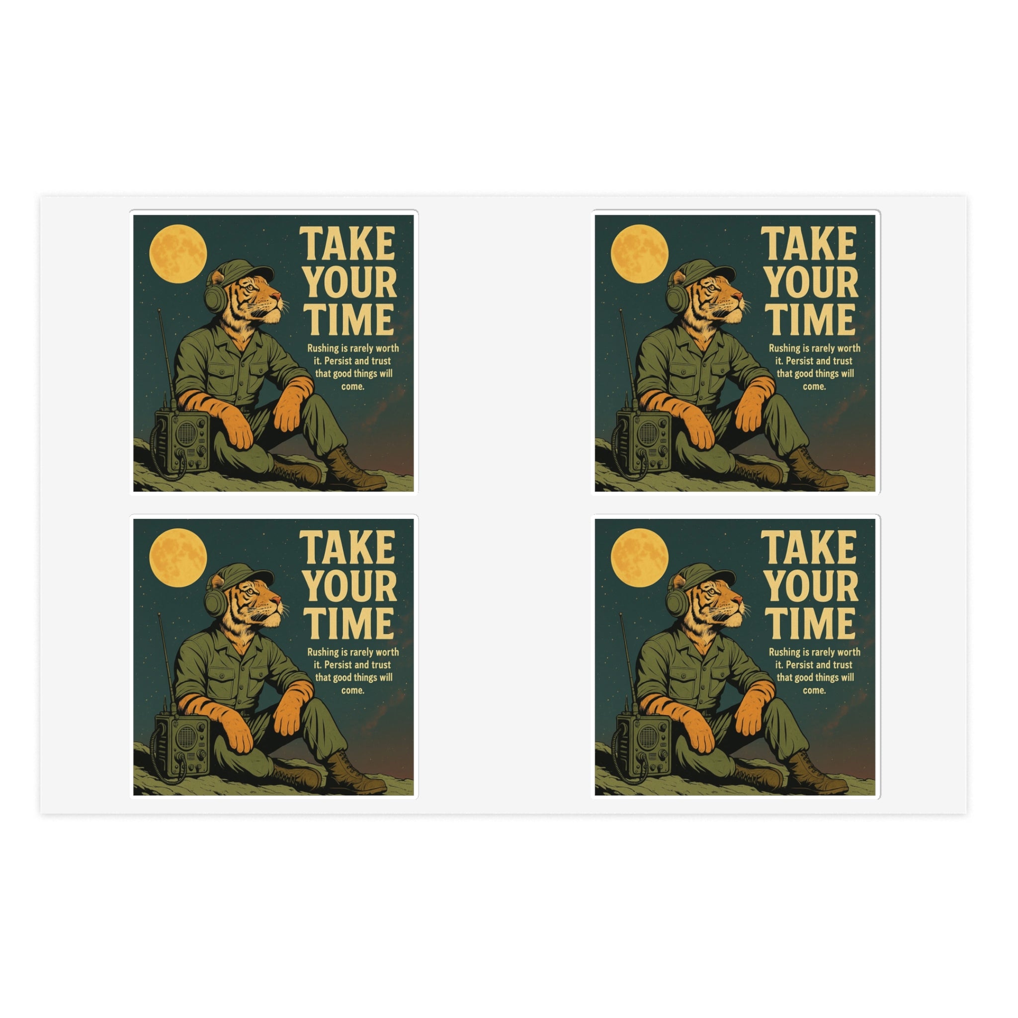 Take Your Time Retro Hiker Moon Sticker Sheet — Pack of Four