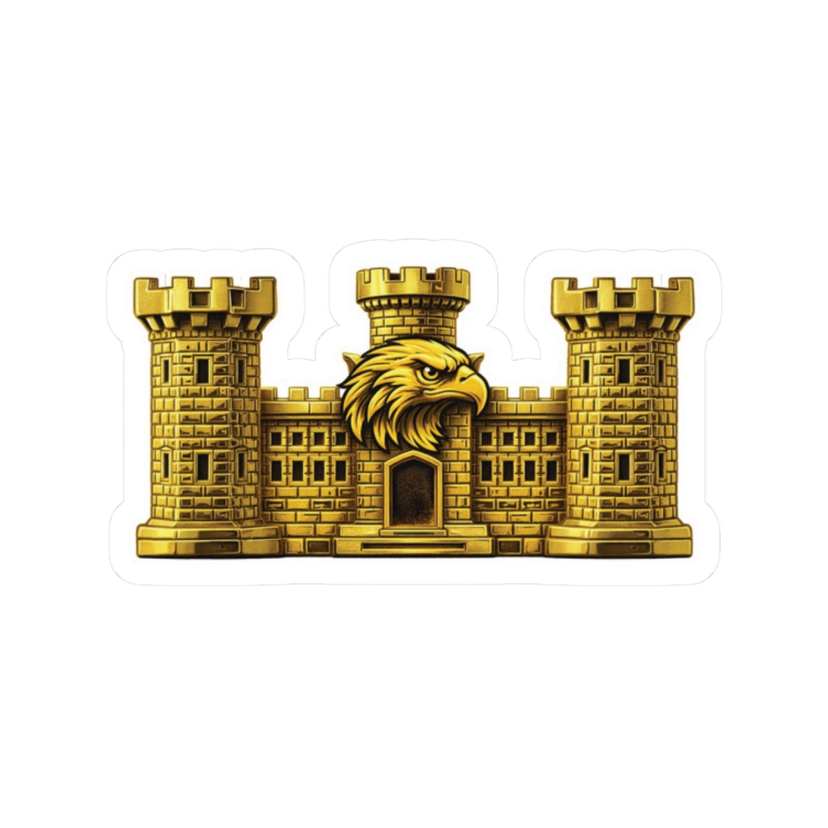 Gold Engineer Castle Tactical Sticker — Castle Emblem Kiss-Cut Decal