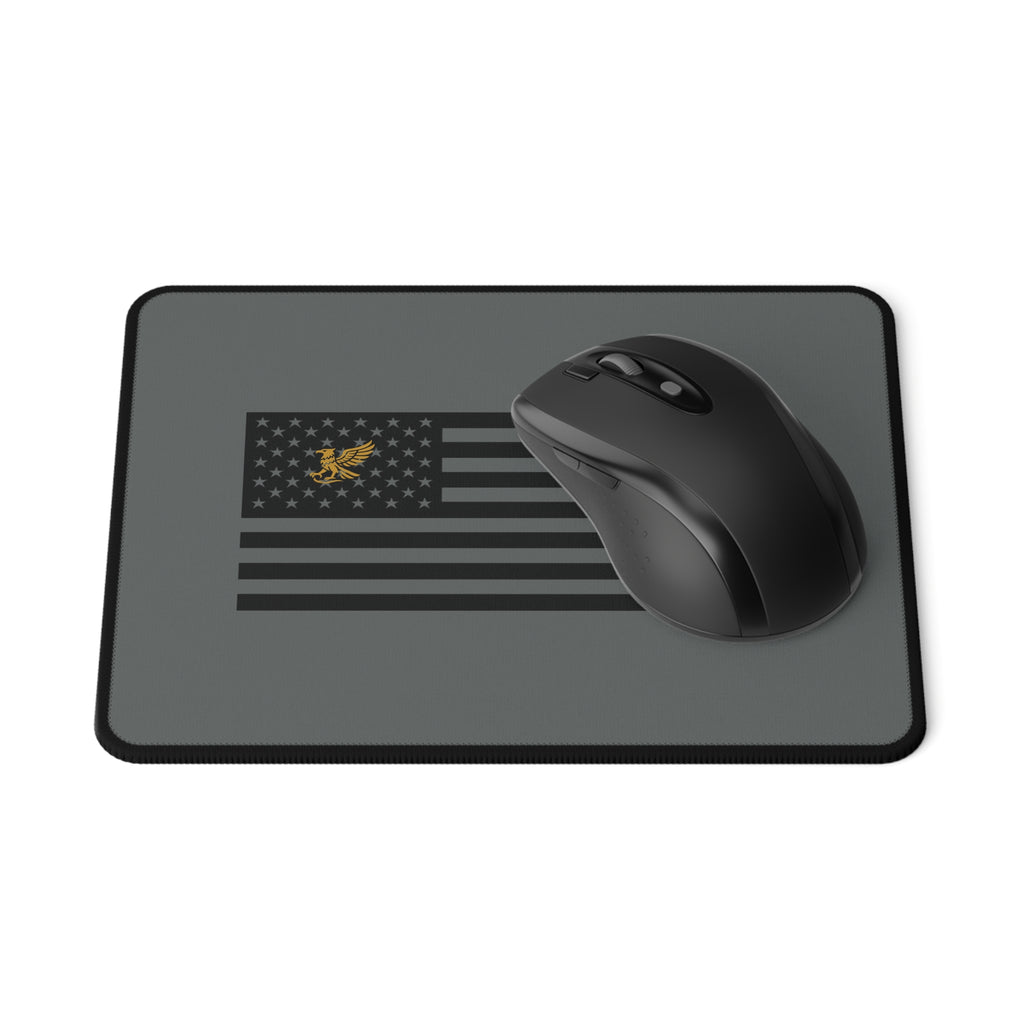 Black American Flag Mouse Pad | Tactical Eagle Emblem, Non-Slip Desk Mat