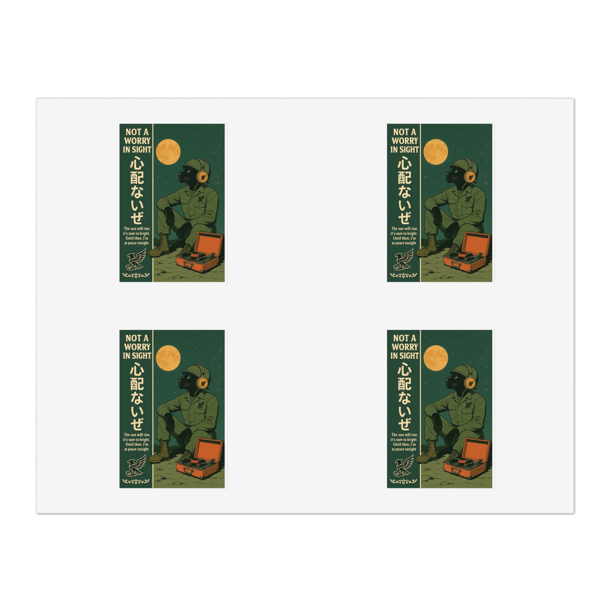 Not a Worry Retro Hiker Moon Sticker Sheet | Outdoor Adventure Stickers - (Pack of 4)