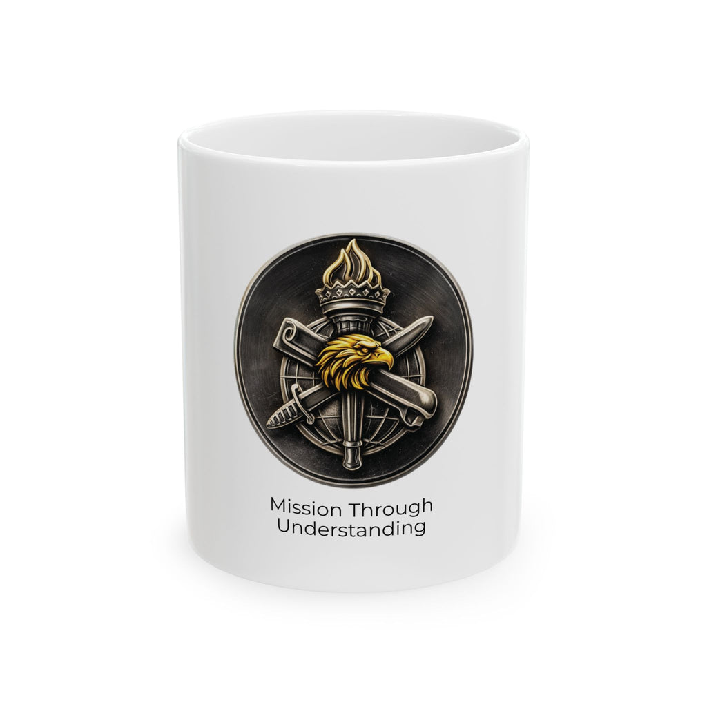 Ceramic Mug — 'Mission Through Understanding' Tactical Crest Military Coffee Mug