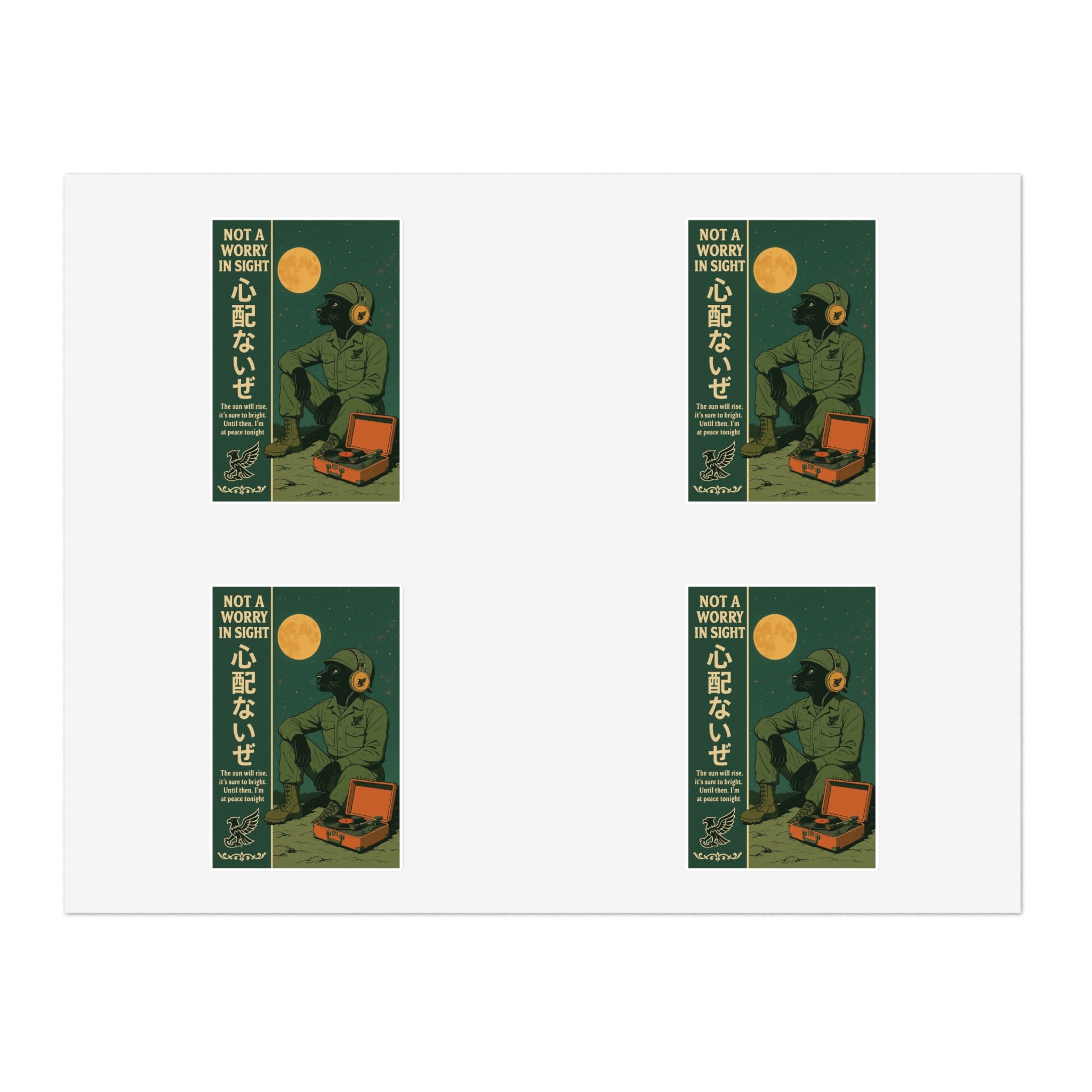 Not a Worry Retro Hiker Moon Sticker Sheet | Outdoor Adventure Stickers - (Pack of 4)