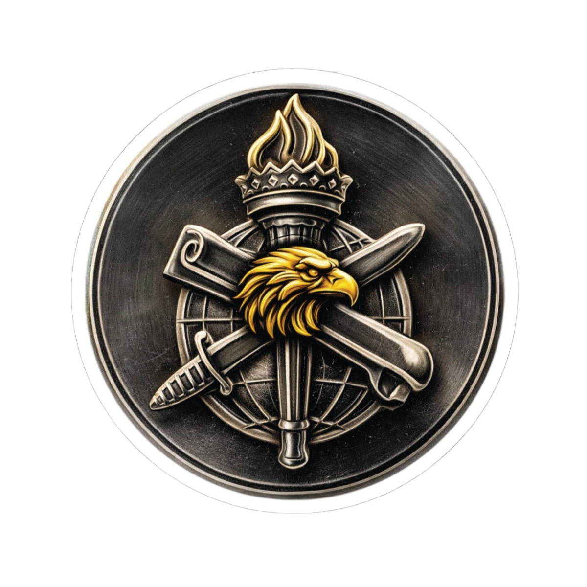 Knowledge Emblem Sticker - Tactical Metallic Design - Chrysaetoss