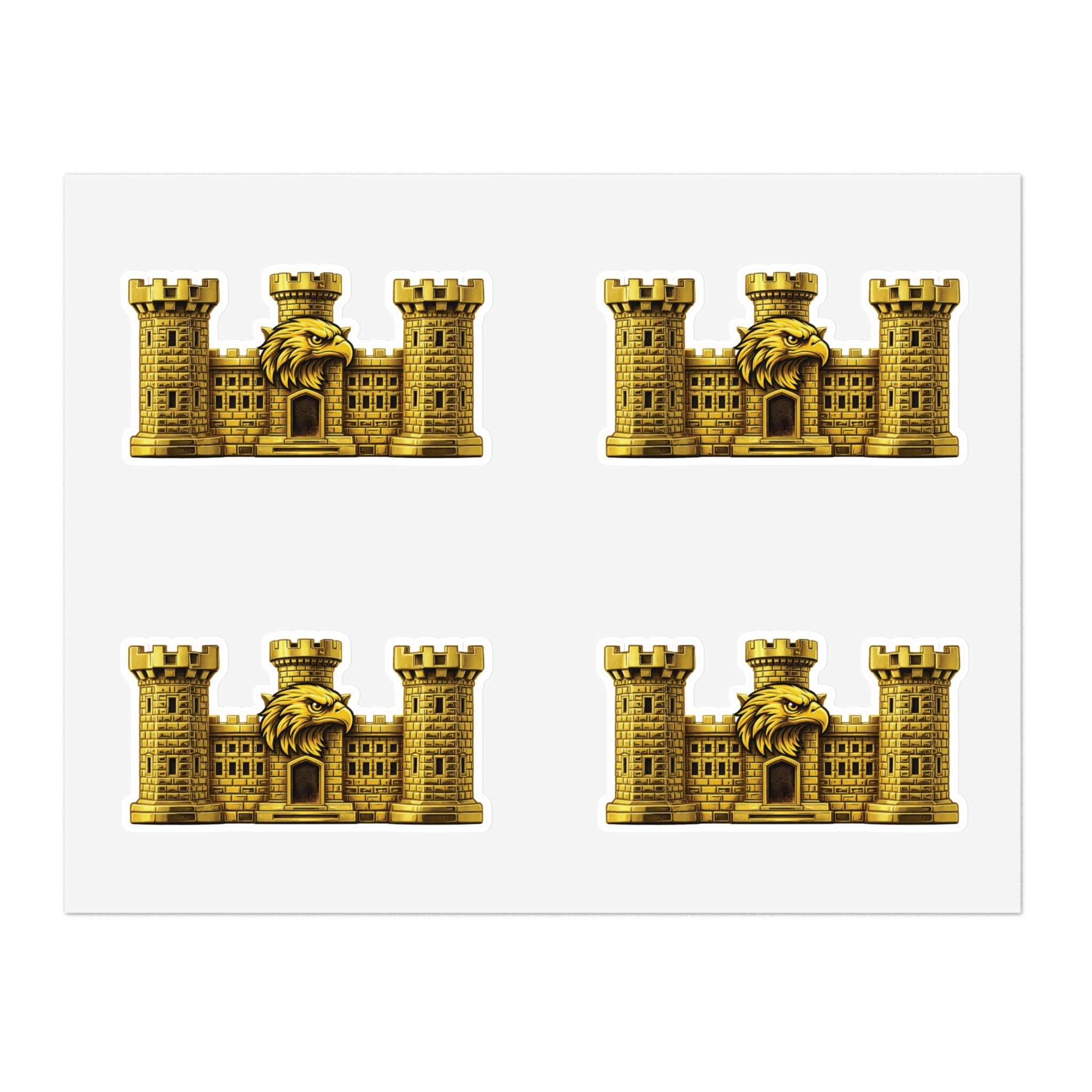 Golden Castle Eagle Emblem - Tactical Sticker Pack (4-Piece Set)