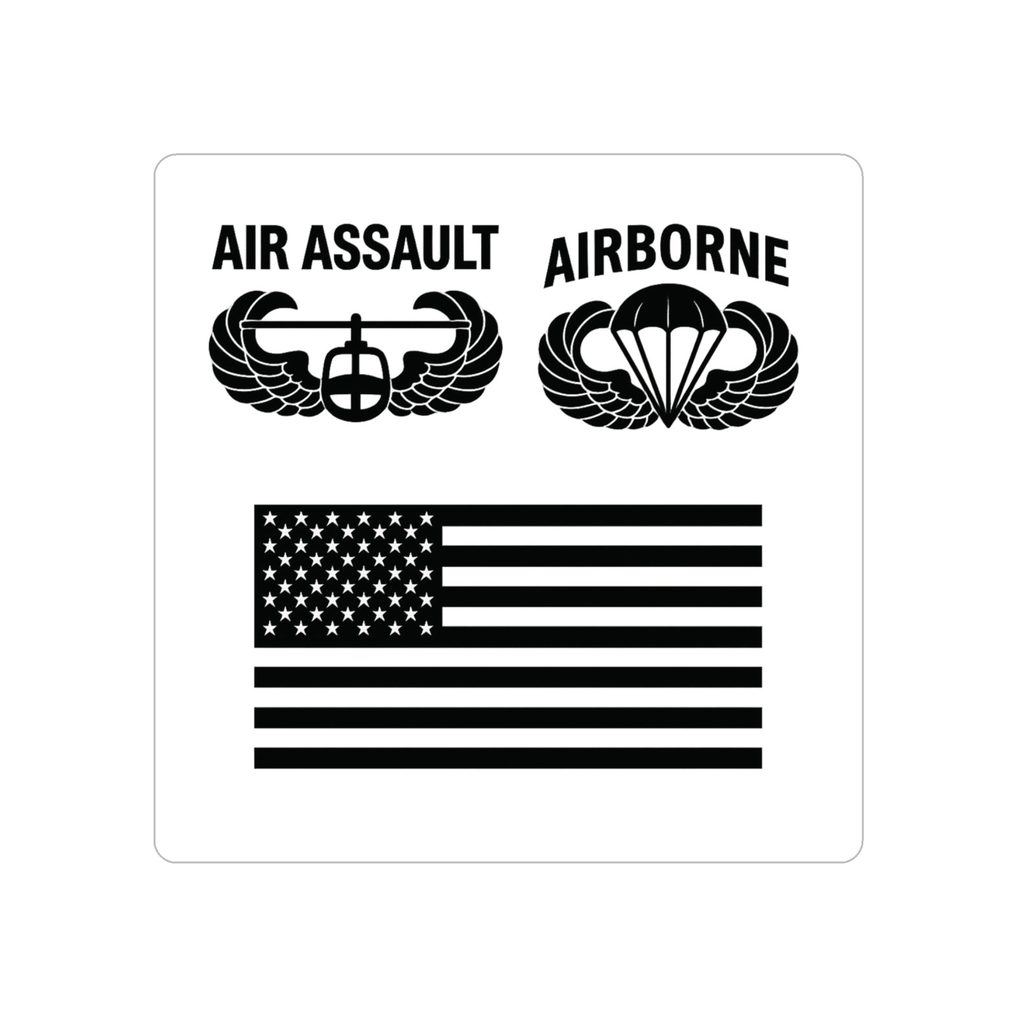 Air Assault Airborne Badge with US Flag Sticker Transparent Outdoor Die-Cut