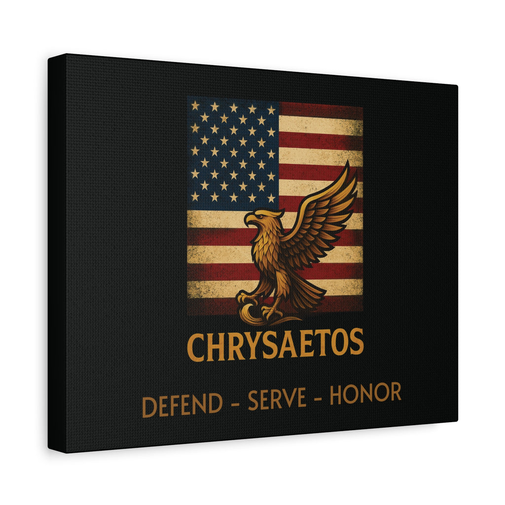 Chrysaetos Patriotic Eagle Canvas - American Flag Wall Art, Military & Veteran Home Decor