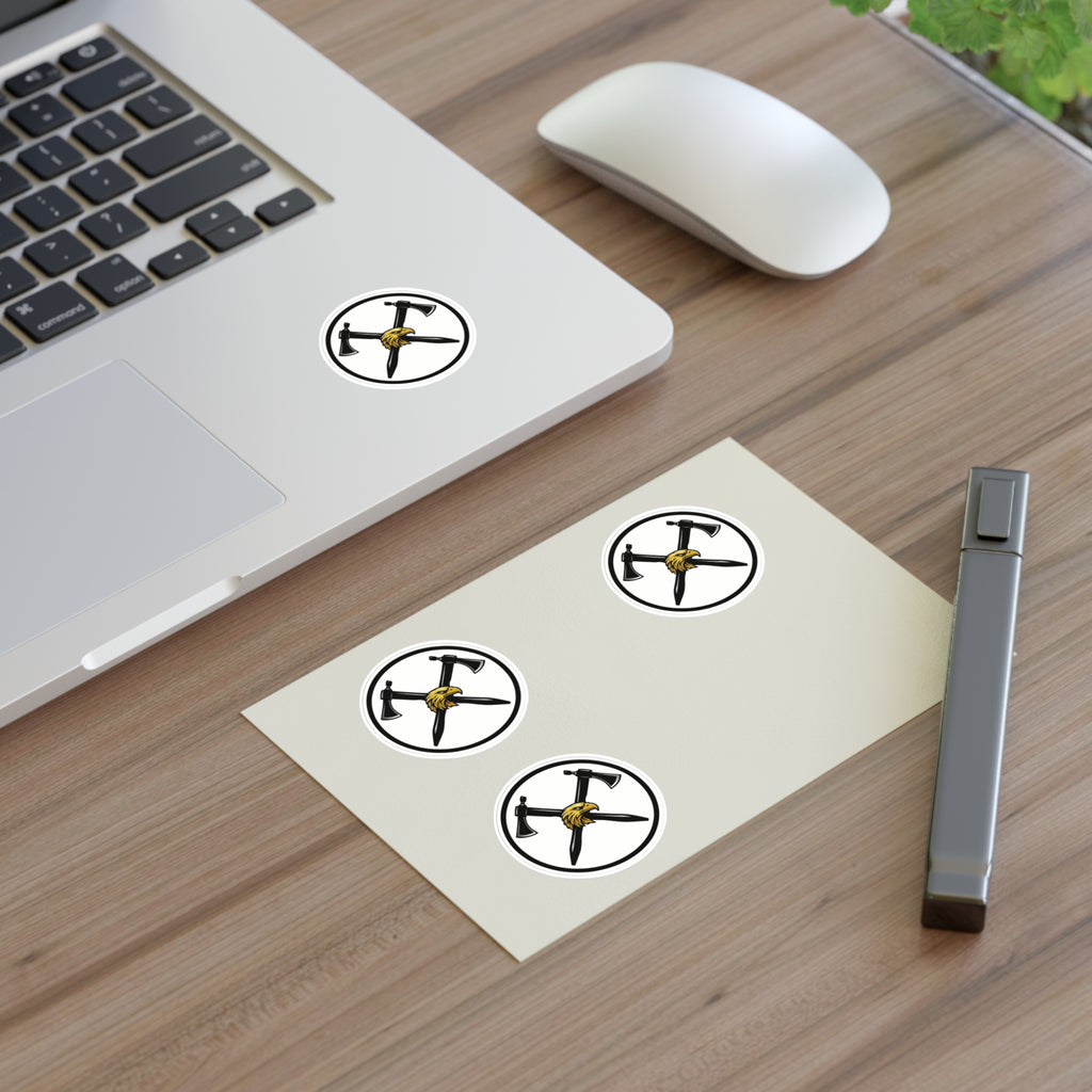Heavy Metal Viking Axe Sticker Sheet — "Double Cross Axe Kiss" Cut Decals Pax of 4
