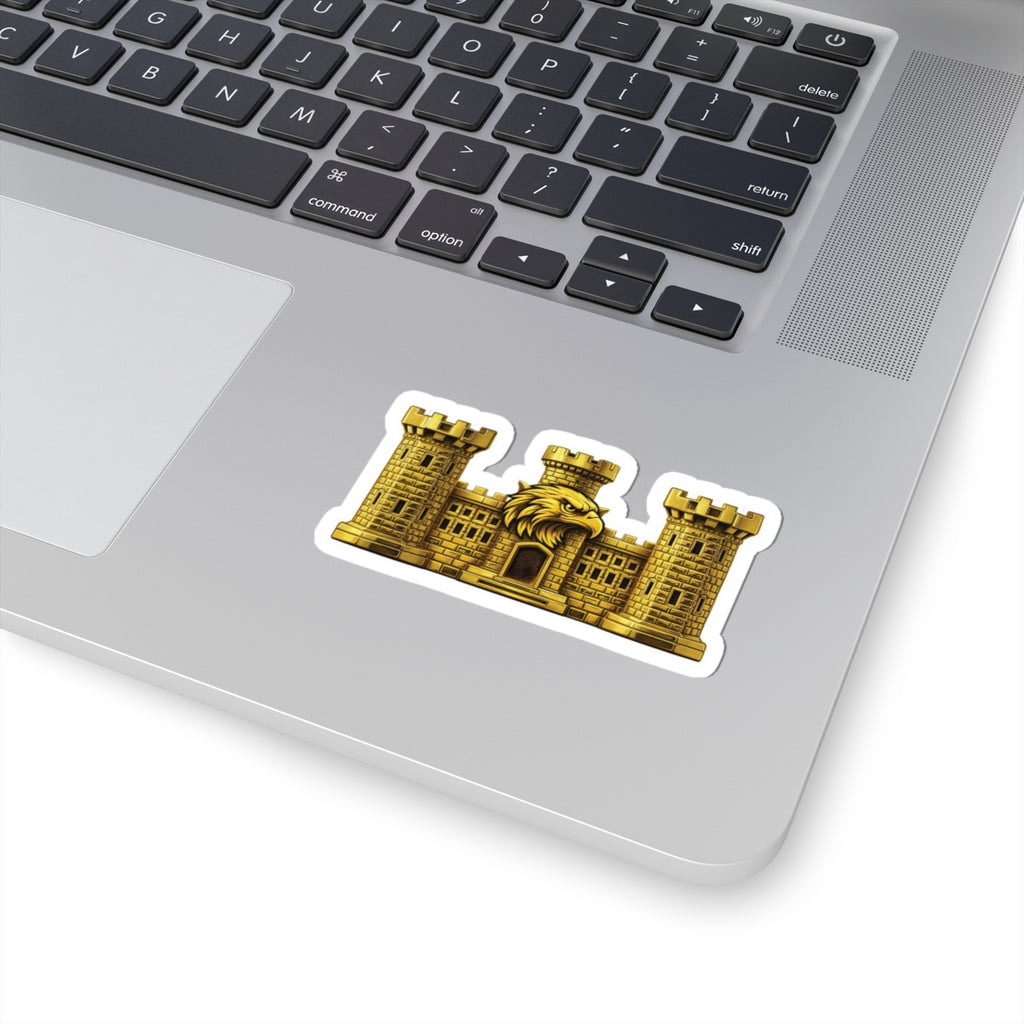 Gold Engineer Castle Tactical Sticker — Castle Emblem Kiss-Cut Decal