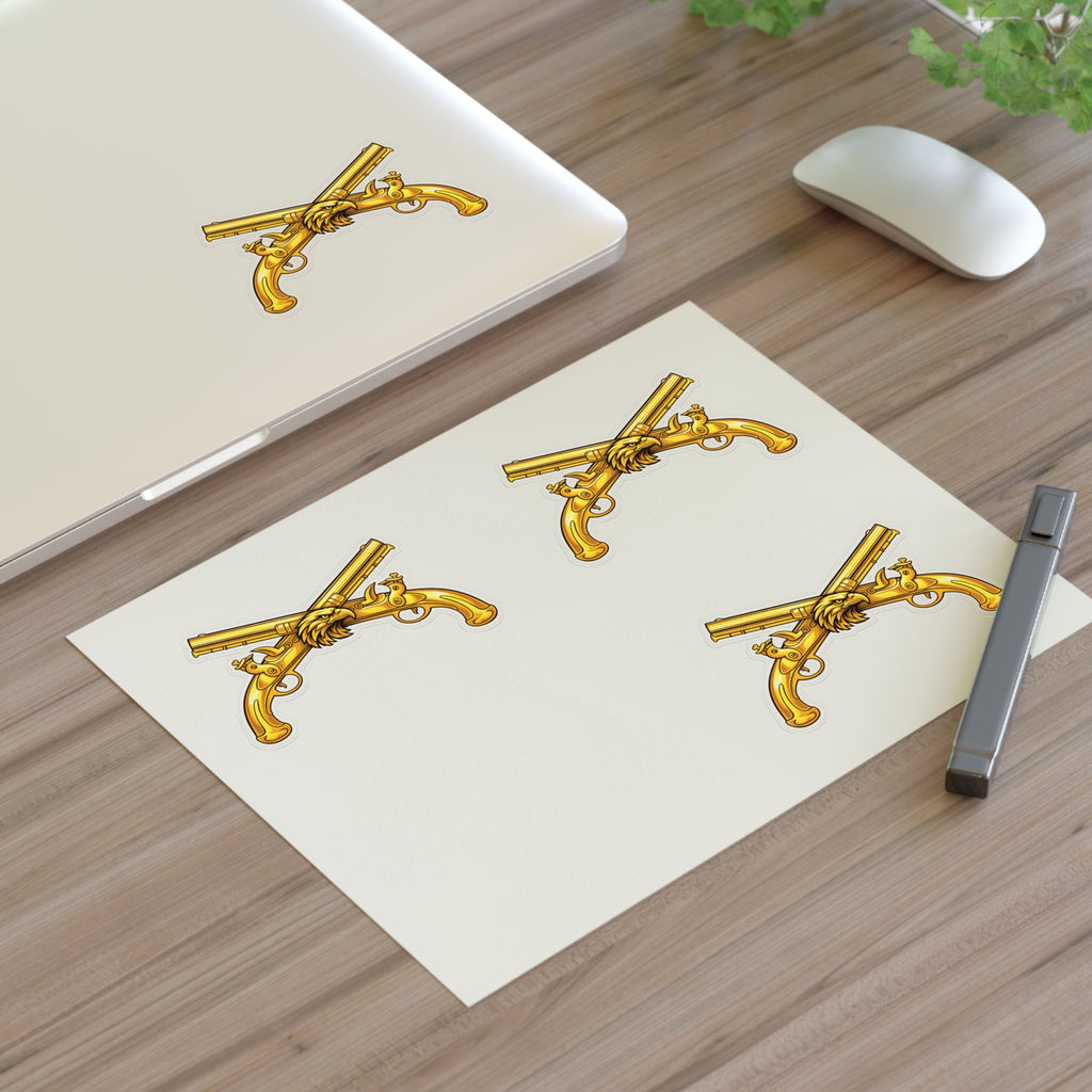 Golden Crossed Pistol Tactical Sticker Set — Pack of 4 Sticker Sheets