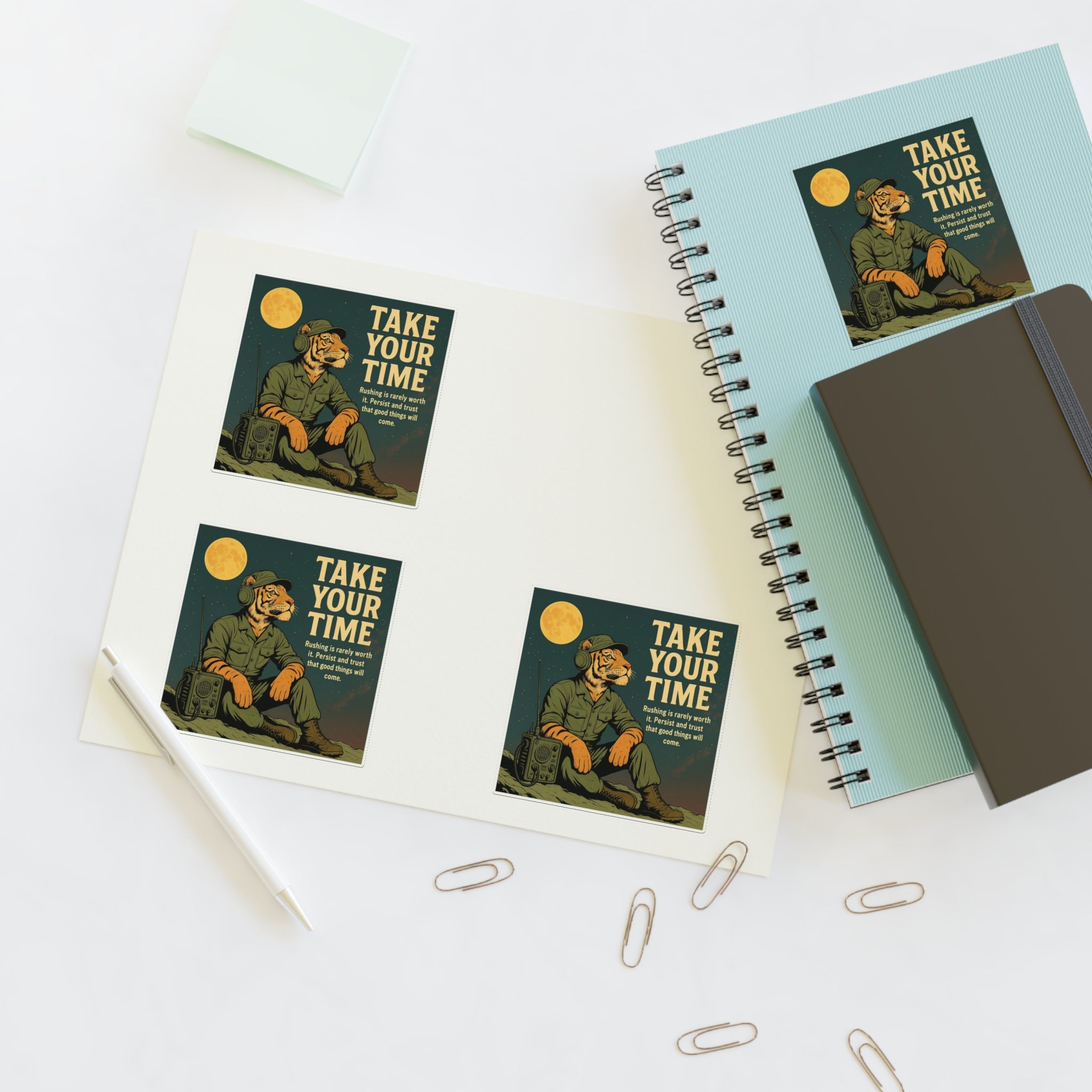 Take Your Time Retro Hiker Moon Sticker Sheet — Pack of Four