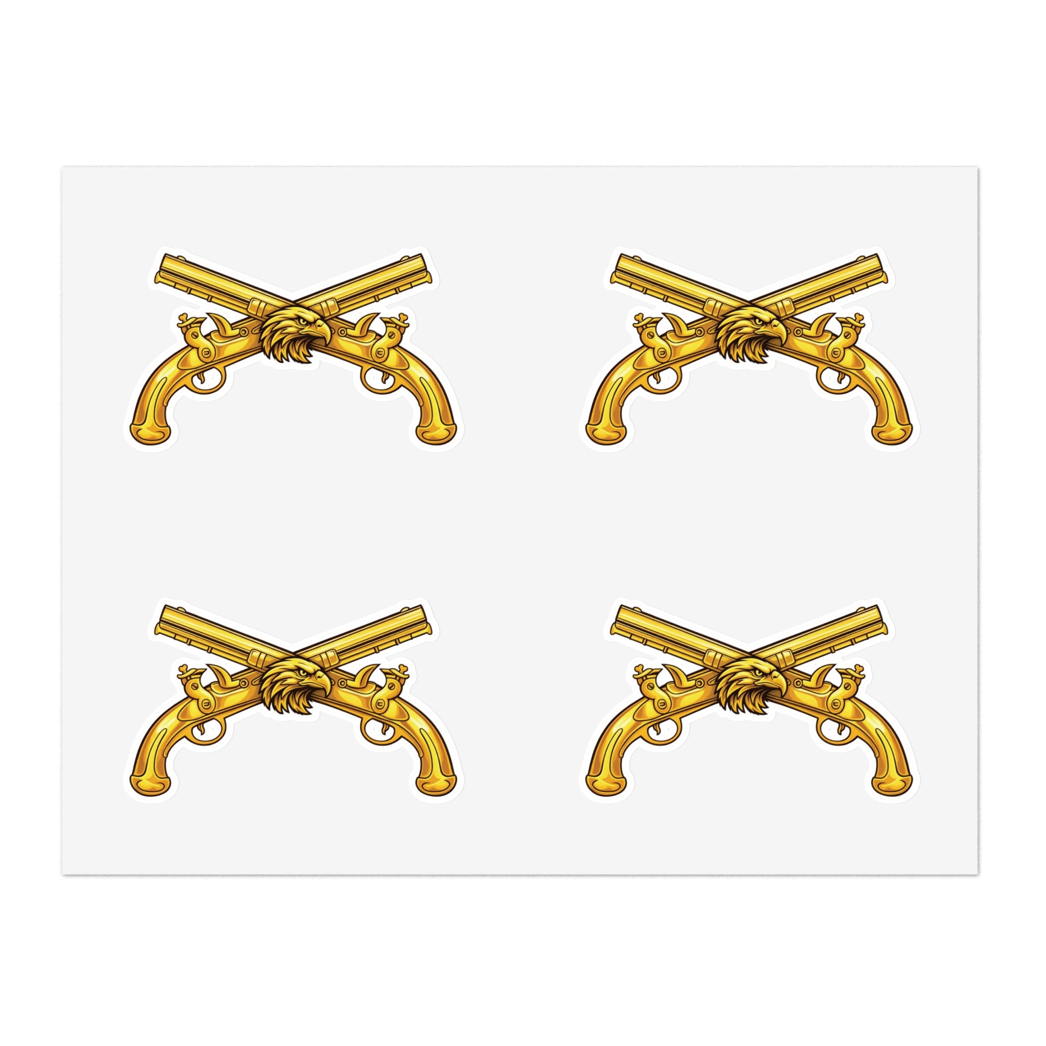 Golden Crossed Pistol Tactical Sticker Set — Pack of 4 Sticker Sheets