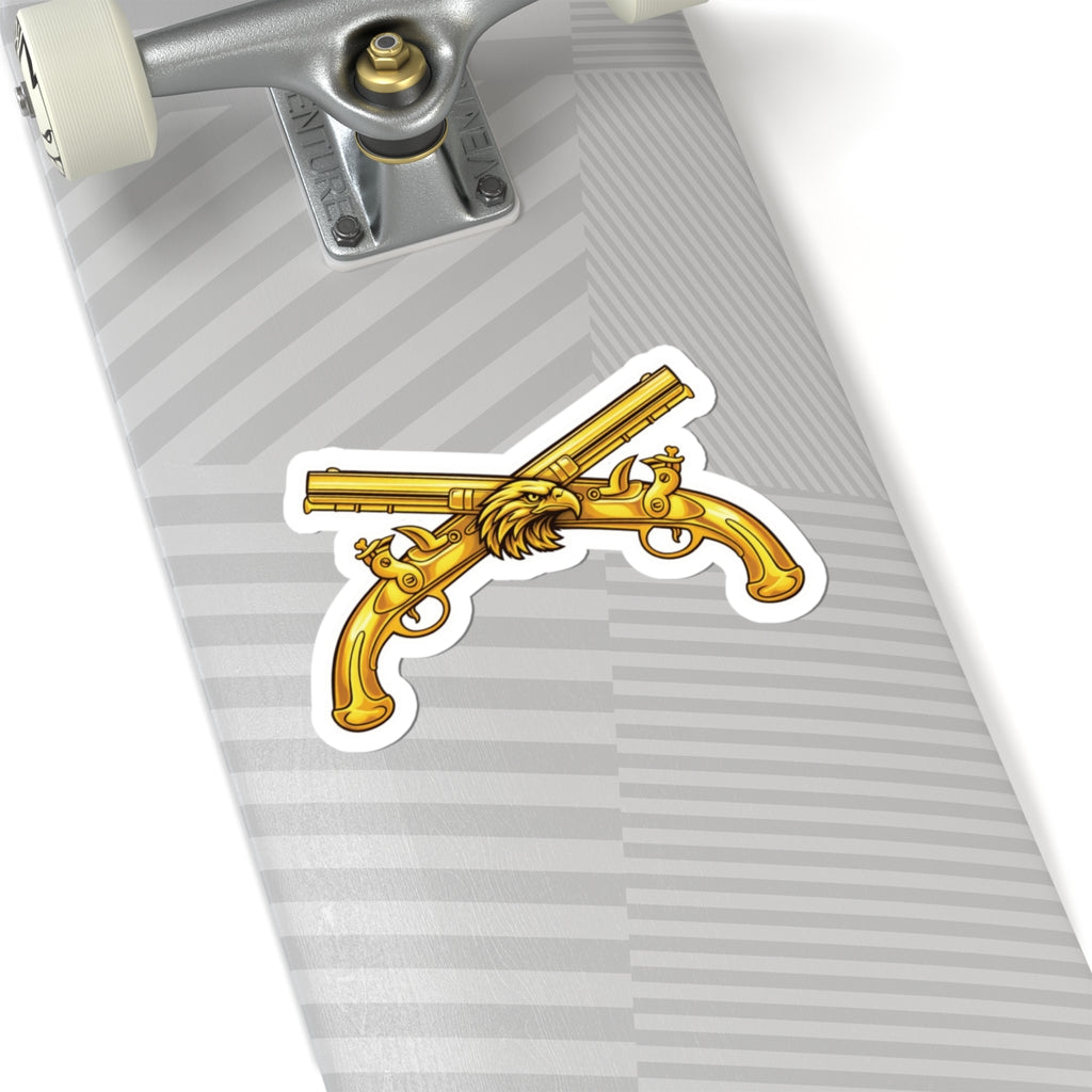 Police Combatant Golden Cross Pistol Sticker — Kiss-Cut Decal