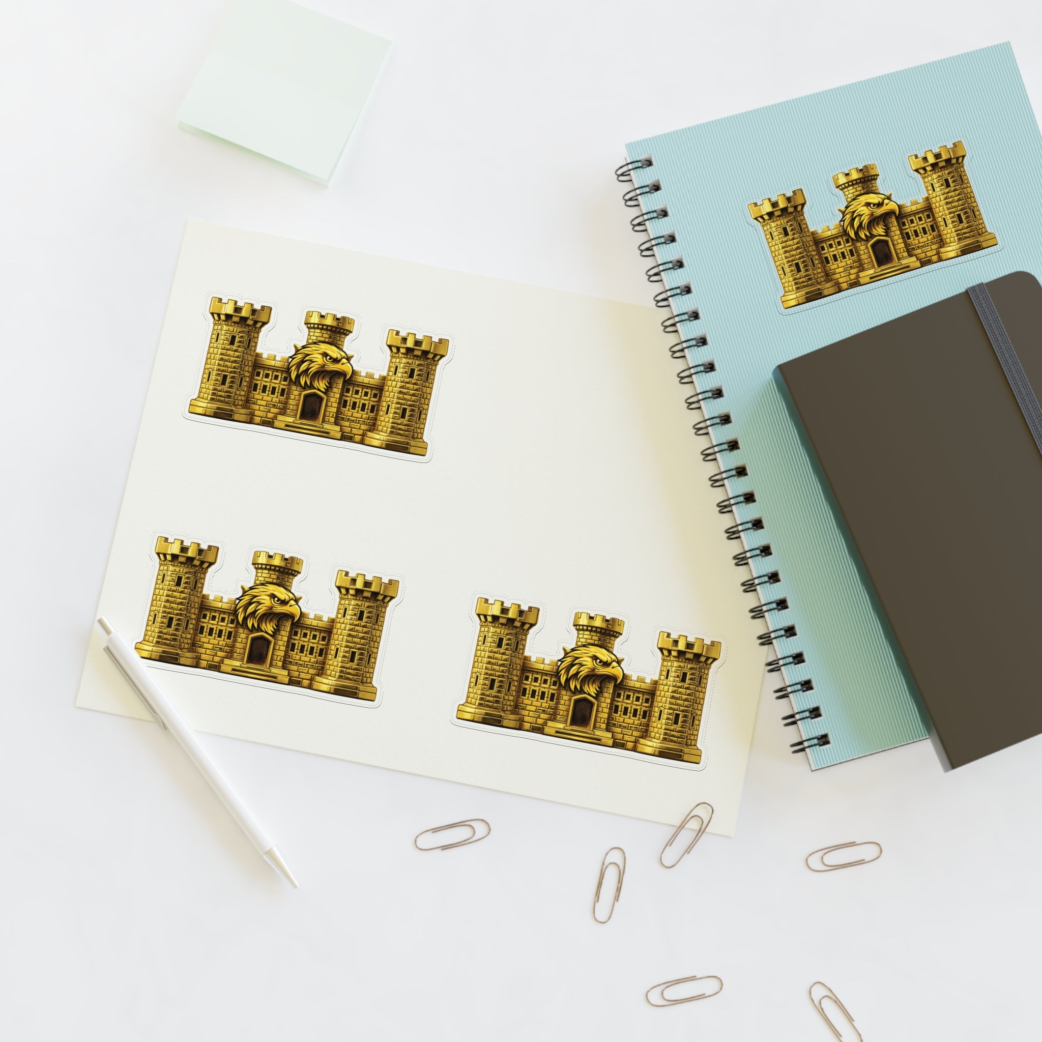 Golden Castle Eagle Emblem - Tactical Sticker Pack (4-Piece Set)