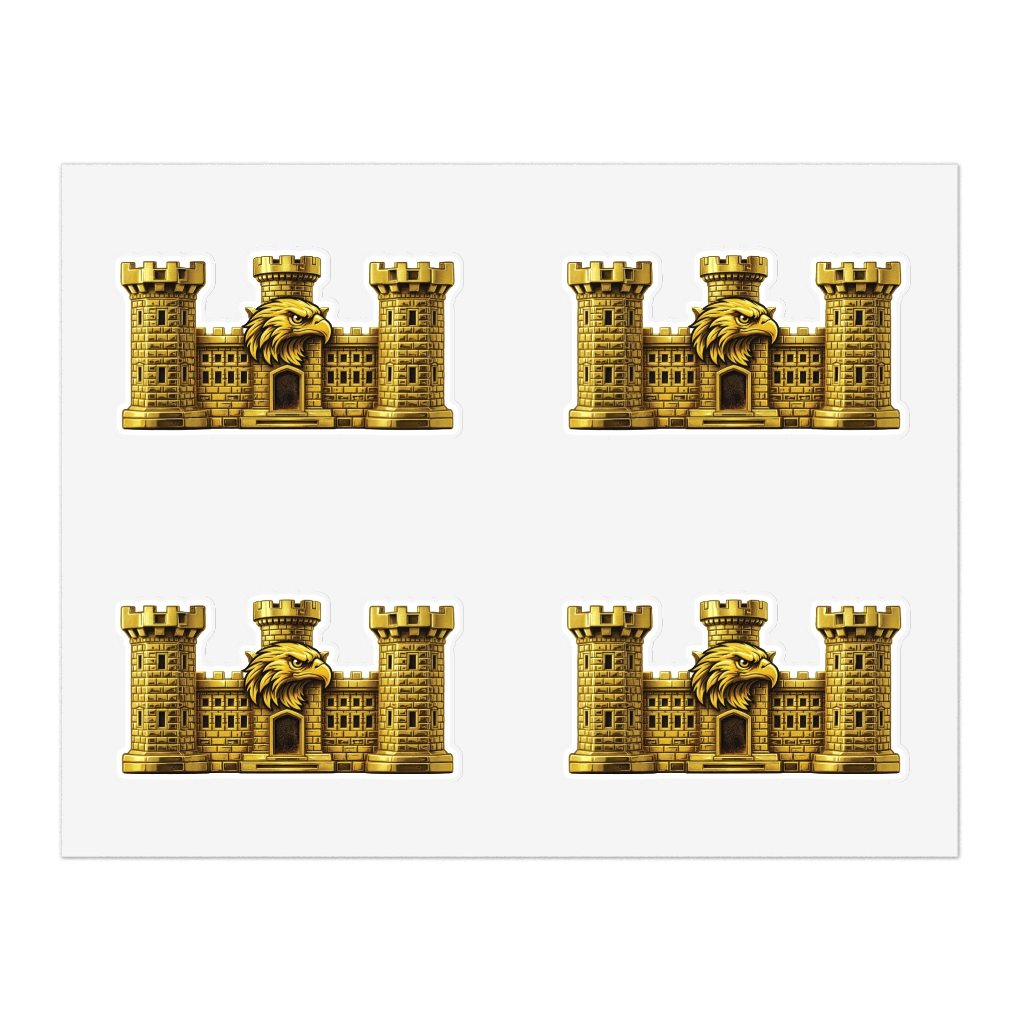 Golden Castle Eagle Emblem - Tactical Sticker Pack (4-Piece Set)