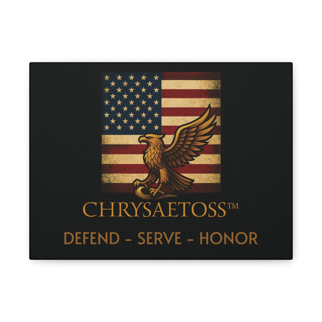 Chrysaetos Patriotic Eagle Canvas - American Flag Wall Art, Military & Veteran Home Decor