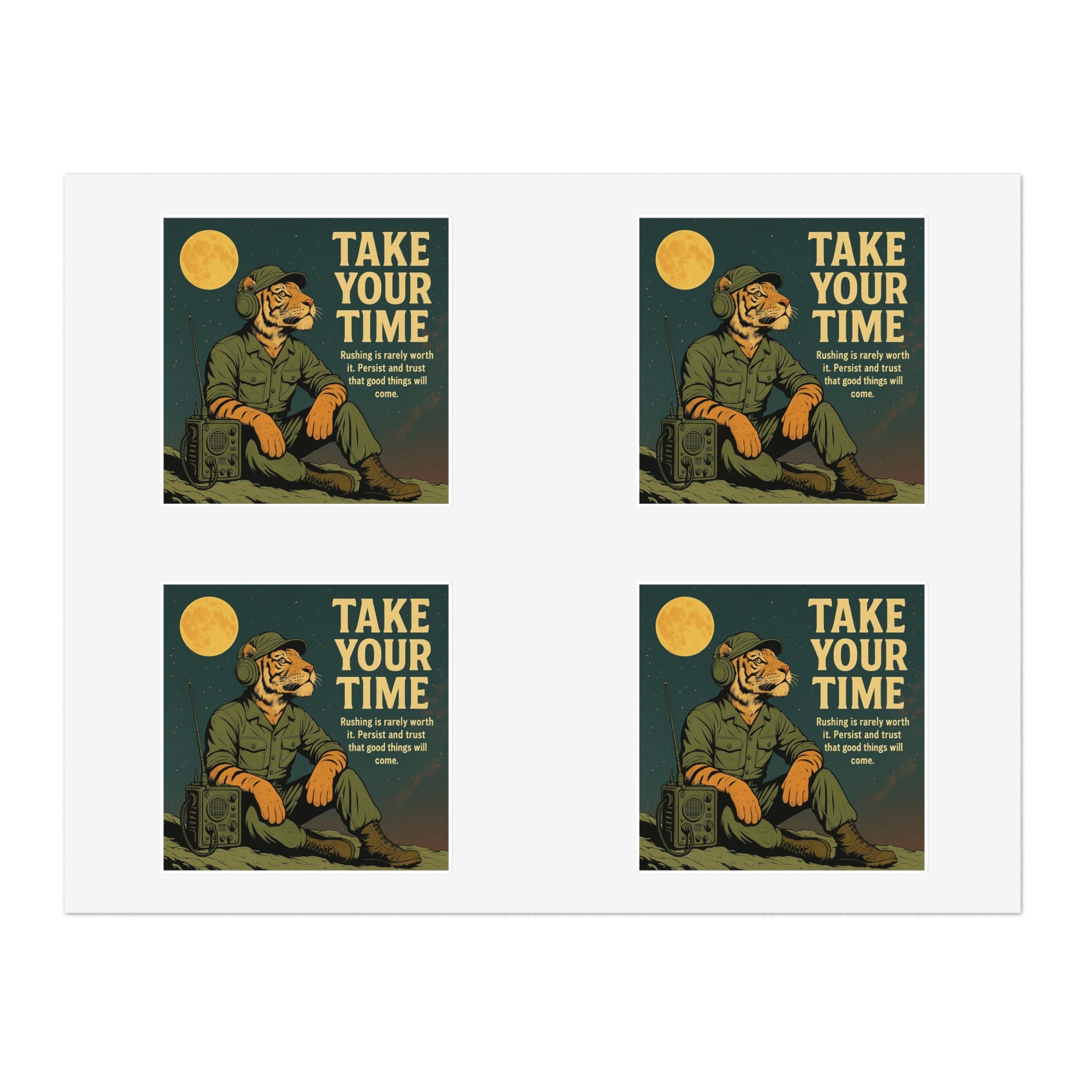 Take Your Time Retro Hiker Moon Sticker Sheet — Pack of Four