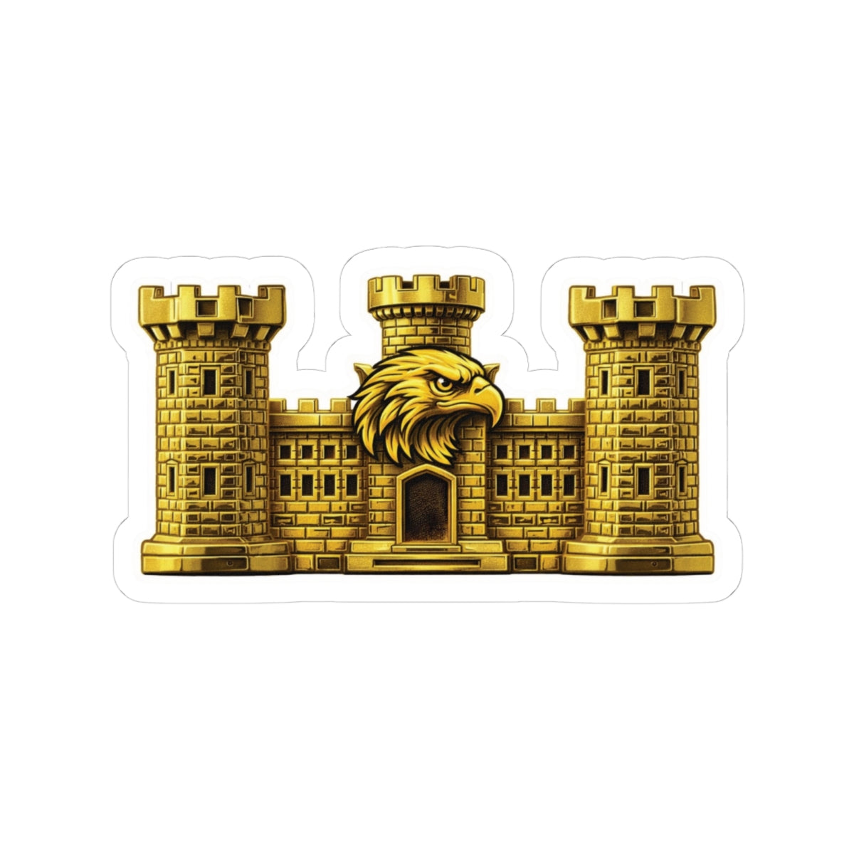 Gold Engineer Castle Tactical Sticker — Castle Emblem Kiss-Cut Decal