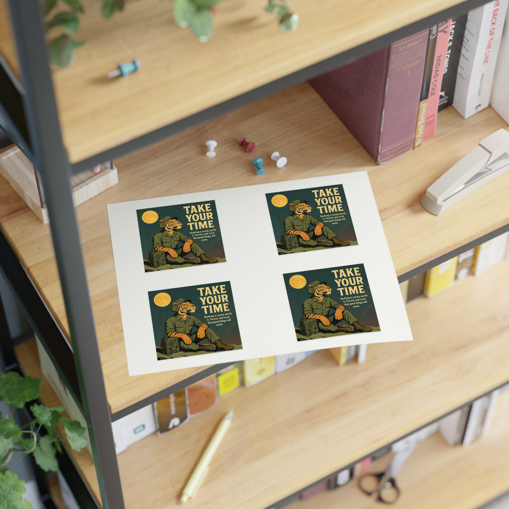 Take Your Time Retro Hiker Moon Sticker Sheet — Pack of Four