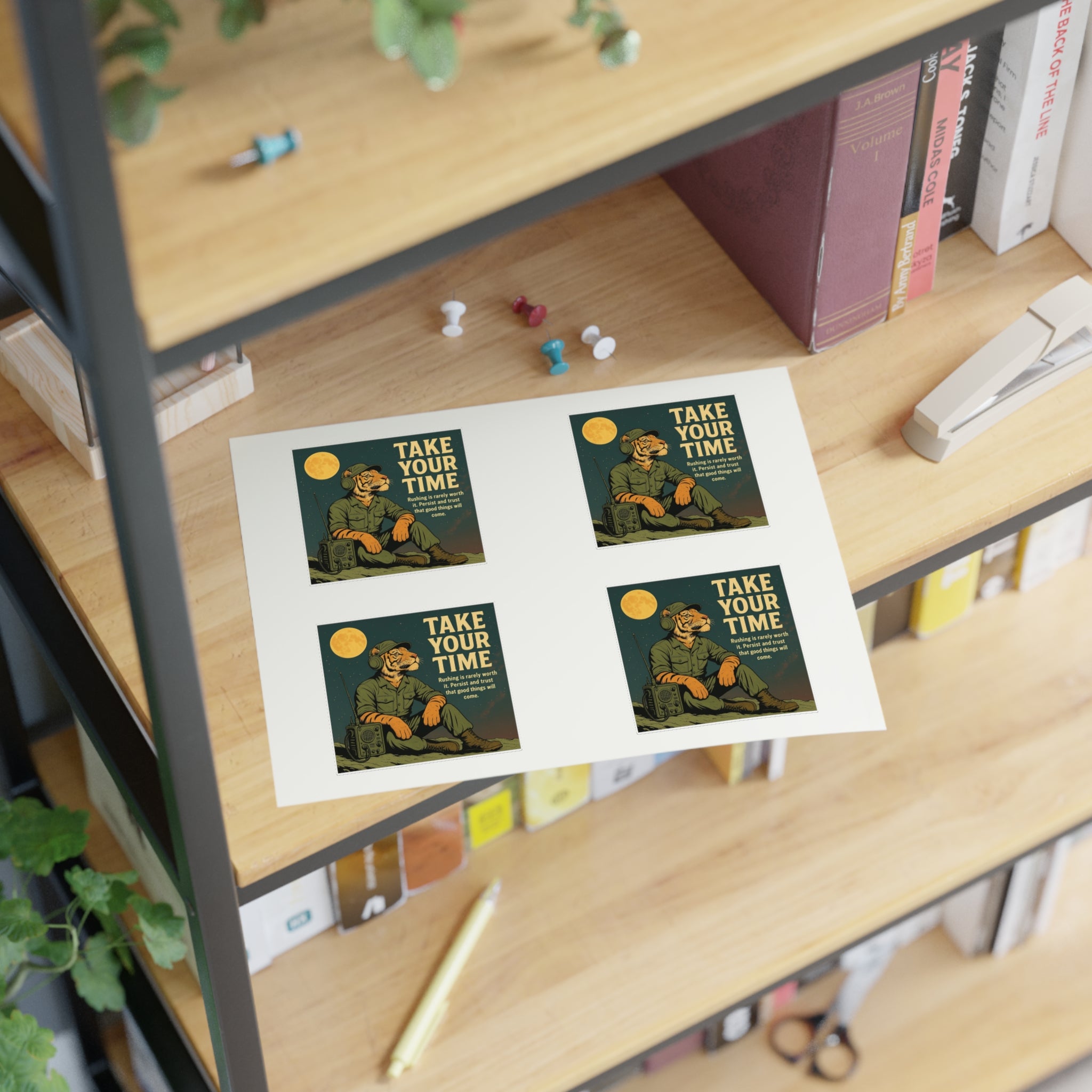 Take Your Time Retro Hiker Moon Sticker Sheet — Pack of Four