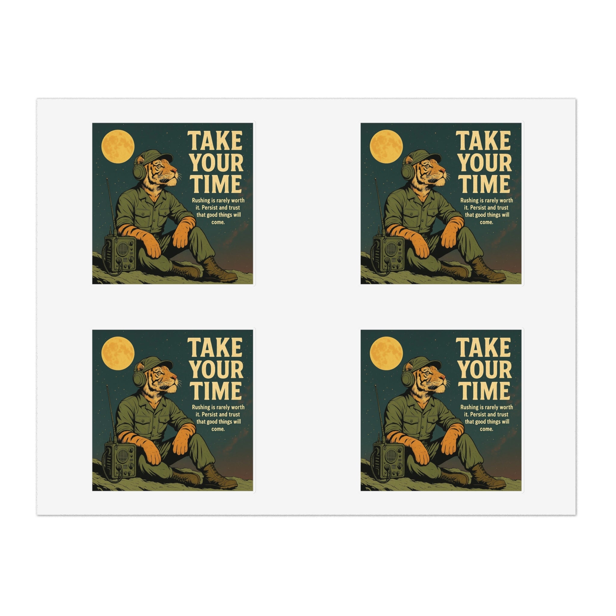 Take Your Time Retro Hiker Moon Sticker Sheet — Pack of Four