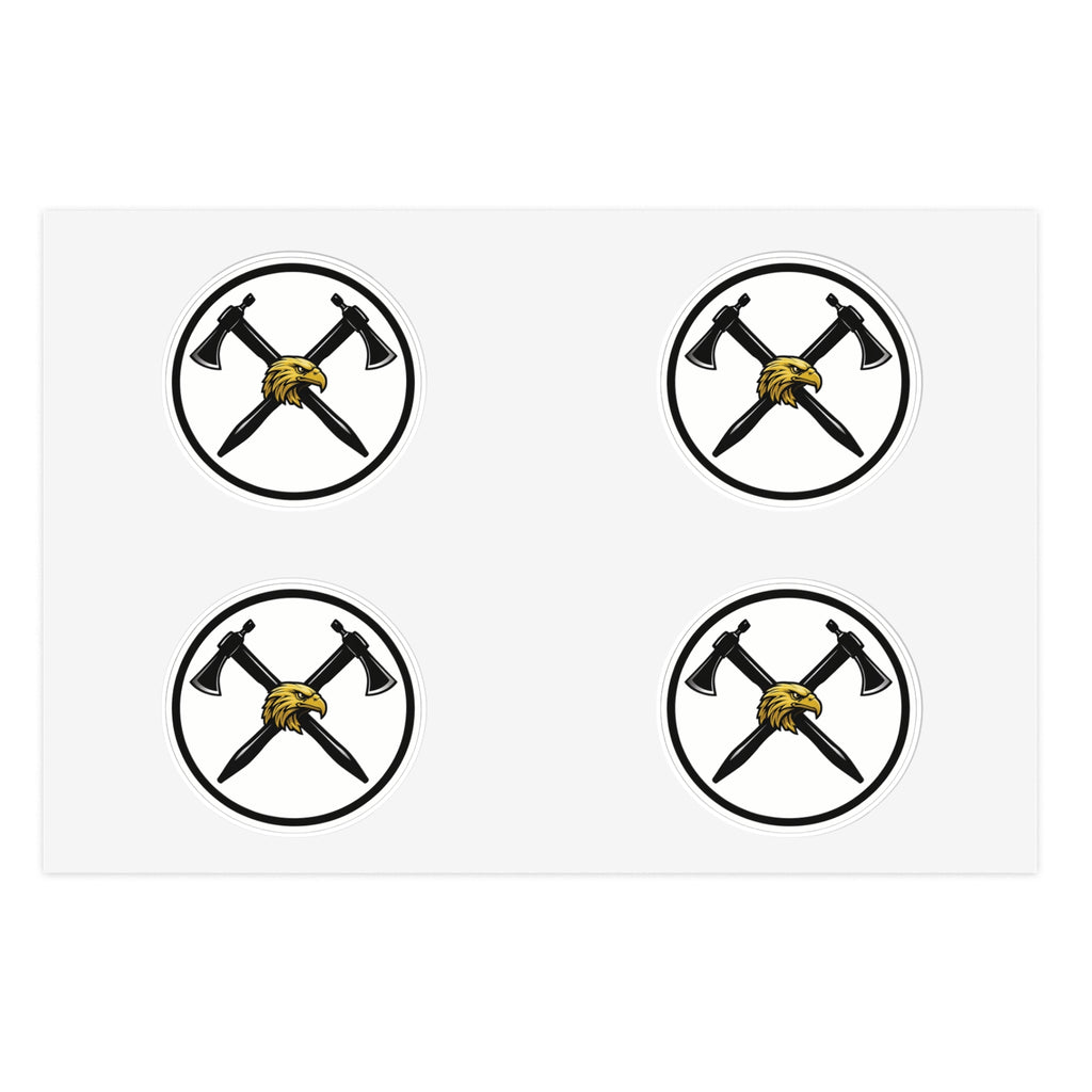 Heavy Metal Viking Axe Sticker Sheet — "Double Cross Axe Kiss" Cut Decals Pax of 4