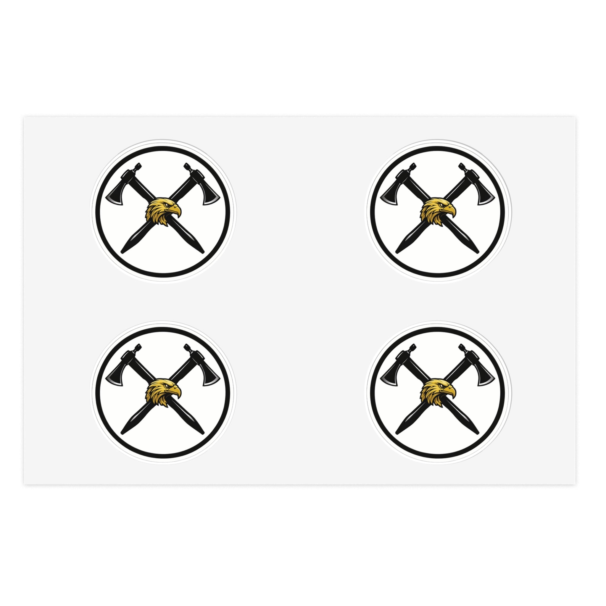 Heavy Metal Viking Axe Sticker Sheet — "Double Cross Axe Kiss" Cut Decals Pax of 4