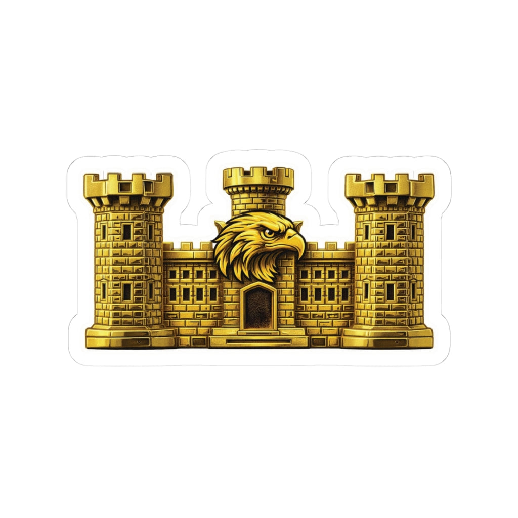 Gold Engineer Castle Tactical Sticker — Castle Emblem Kiss-Cut Decal