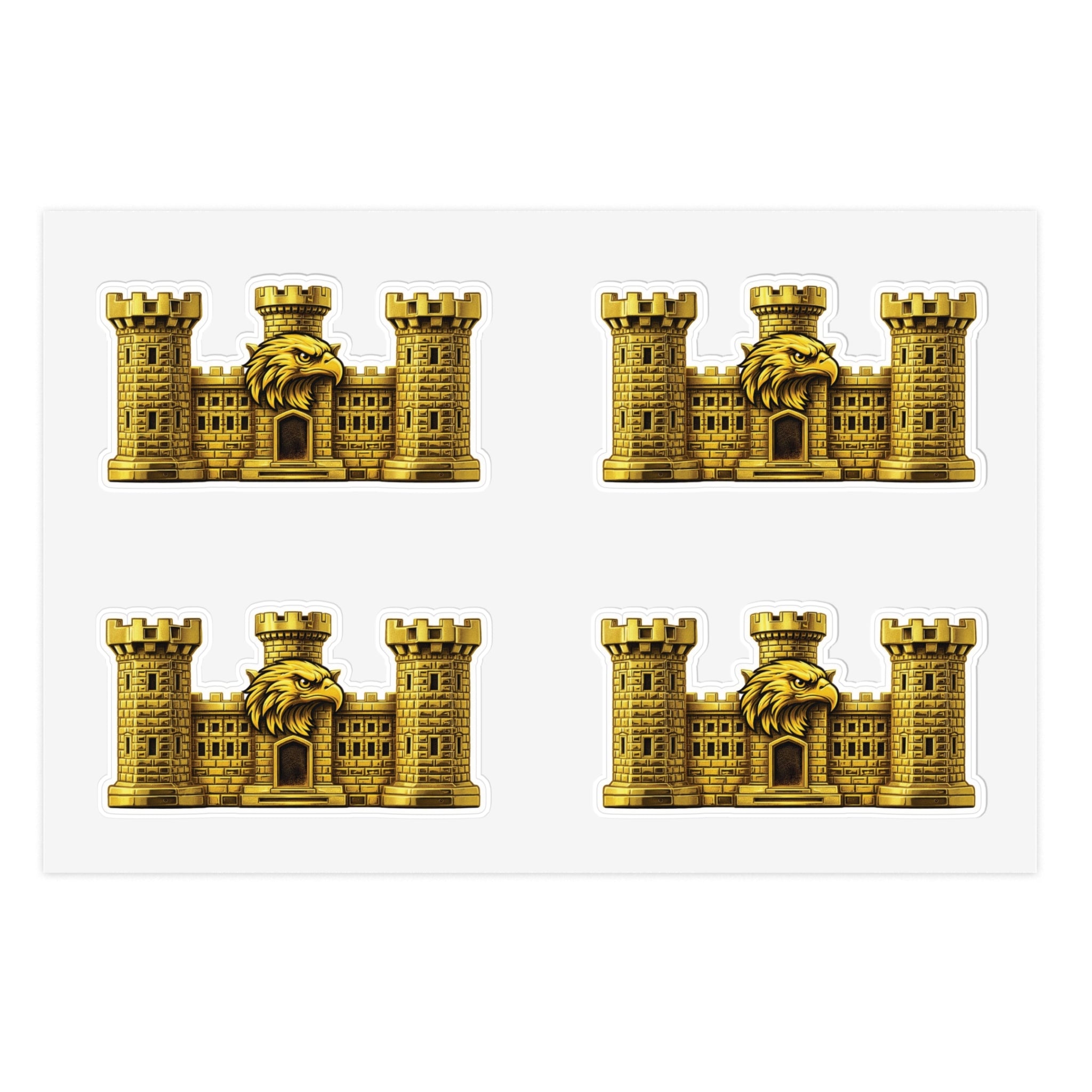 Golden Castle Eagle Emblem - Tactical Sticker Pack (4-Piece Set)