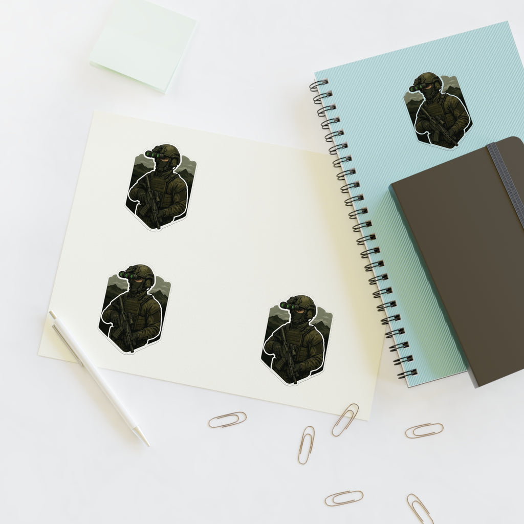 Tactical Soldier Night Vision Sticker Sheet — Four Pax Military Kiss-Cut Decals