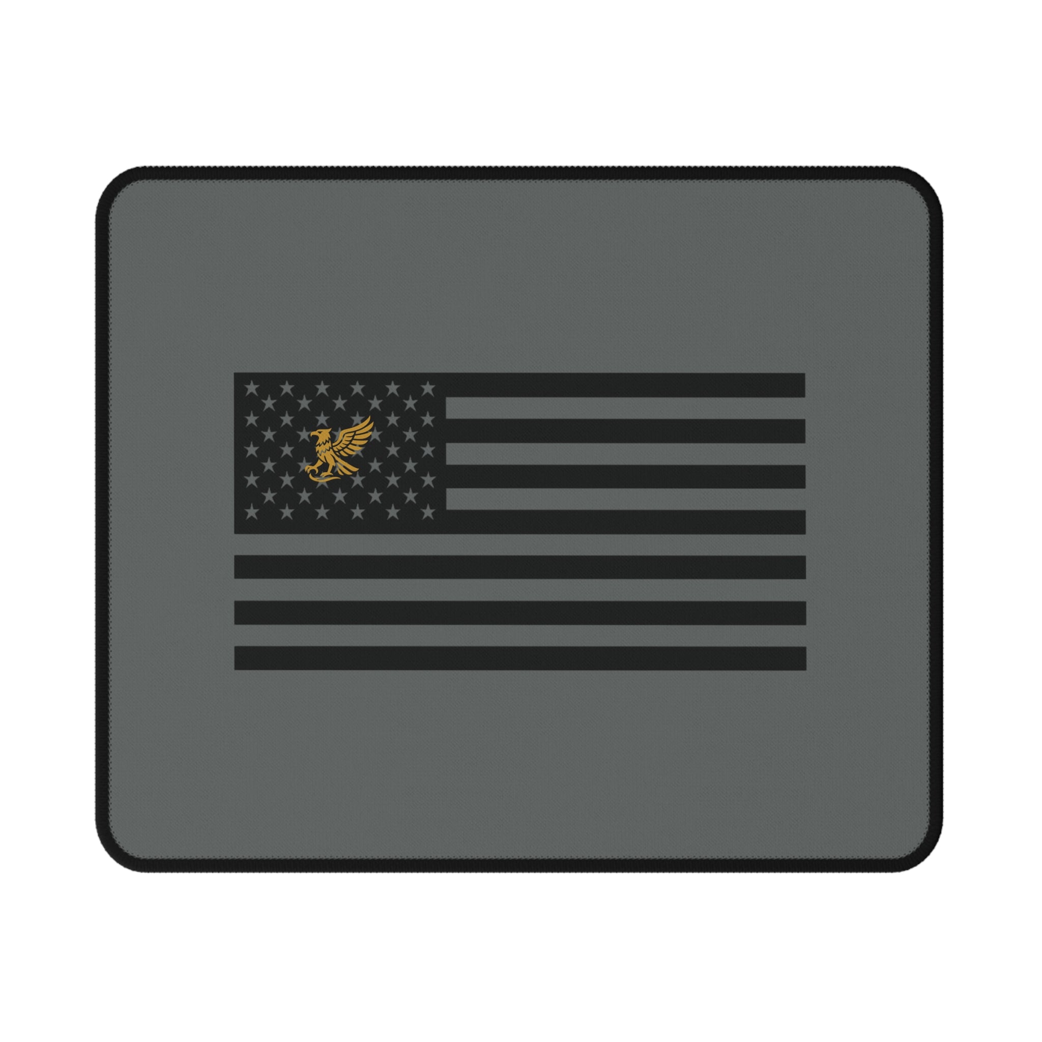 Black American Flag Mouse Pad | Tactical Eagle Emblem, Non-Slip Desk Mat