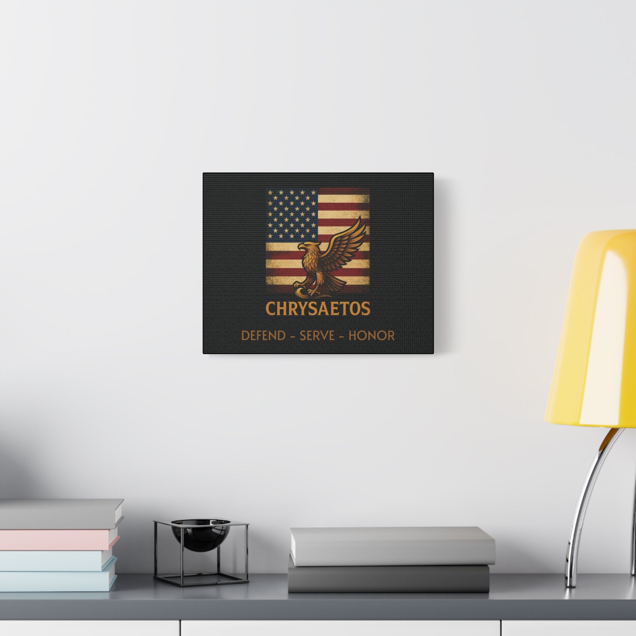 Chrysaetos Patriotic Eagle Canvas - American Flag Wall Art, Military & Veteran Home Decor
