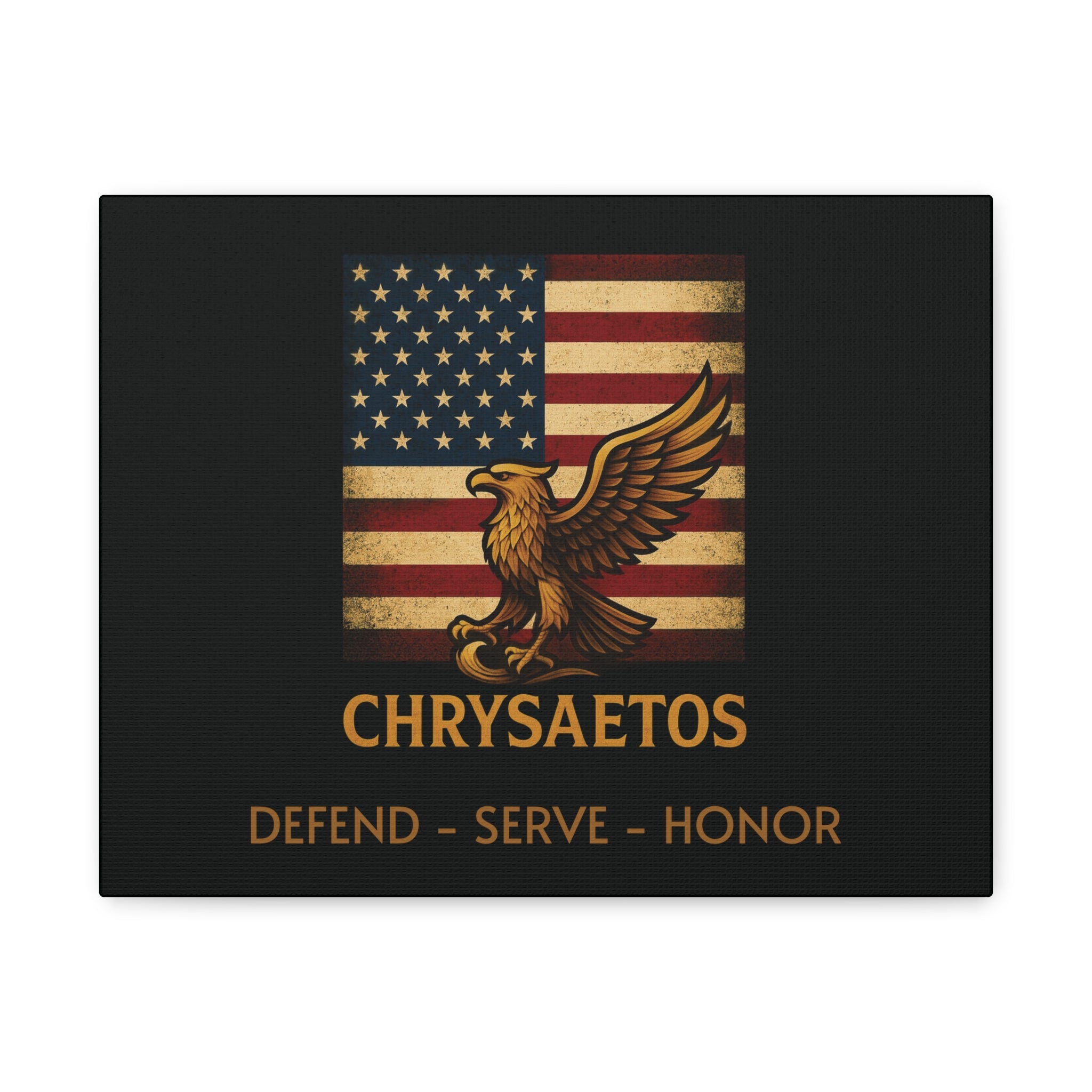 Chrysaetos Patriotic Eagle Canvas - American Flag Wall Art, Military & Veteran Home Decor
