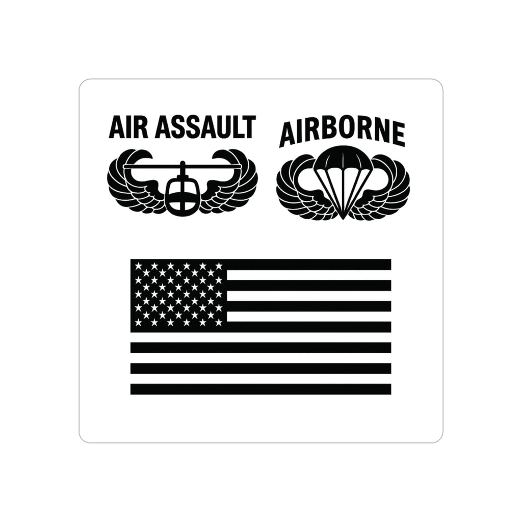 Air Assault Airborne Badge with US Flag Sticker Transparent Outdoor Die-Cut