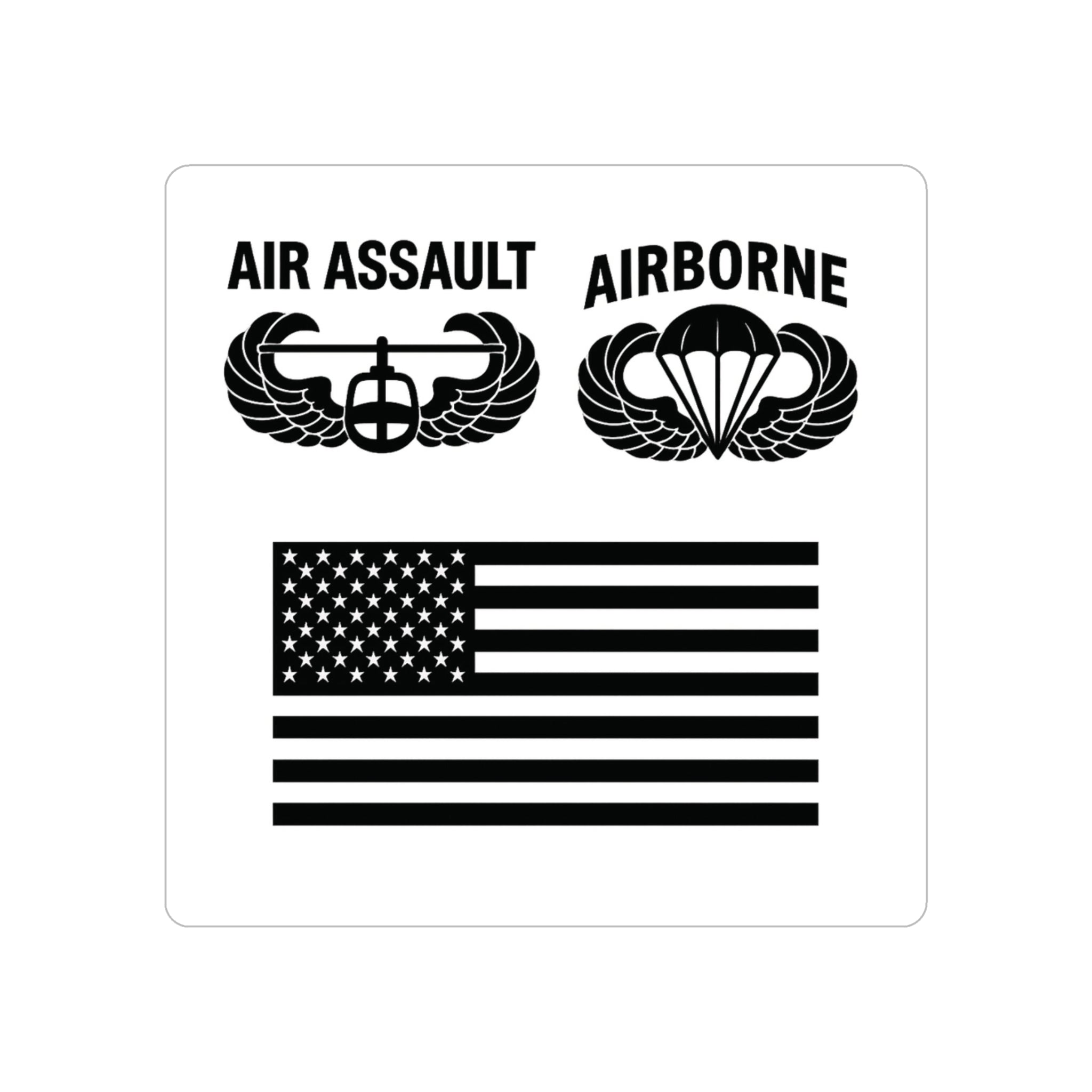 Air Assault Airborne Badge with US Flag Sticker Transparent Outdoor Die-Cut