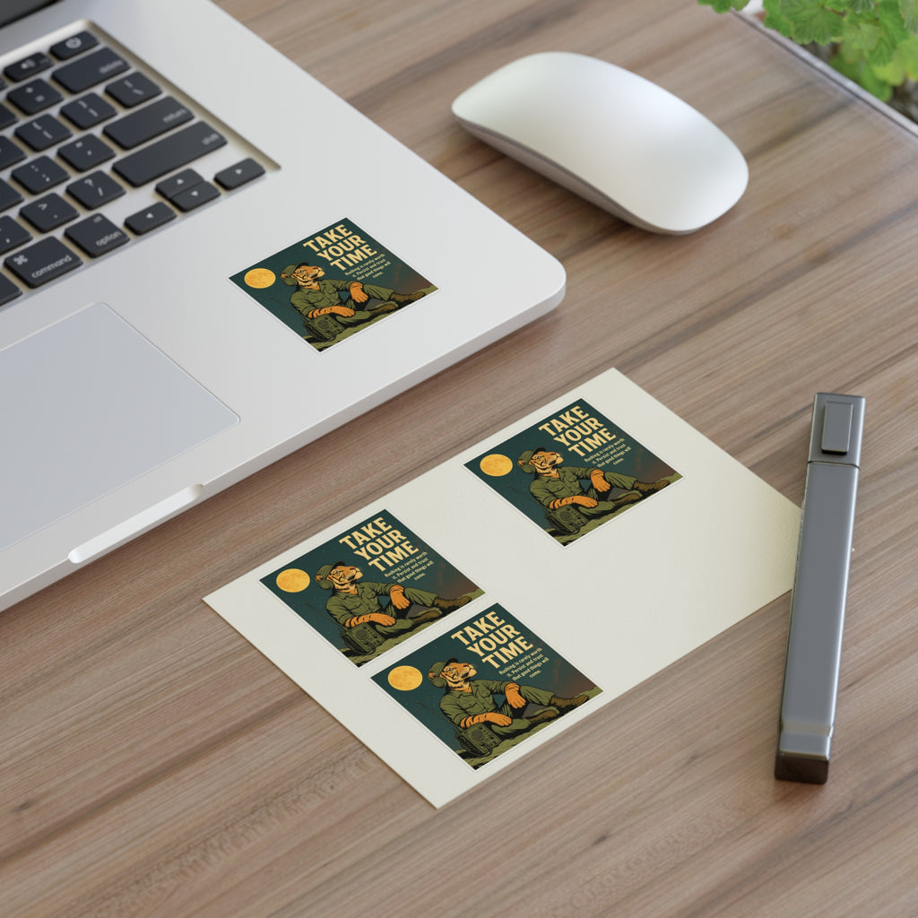Take Your Time Retro Hiker Moon Sticker Sheet — Pack of Four