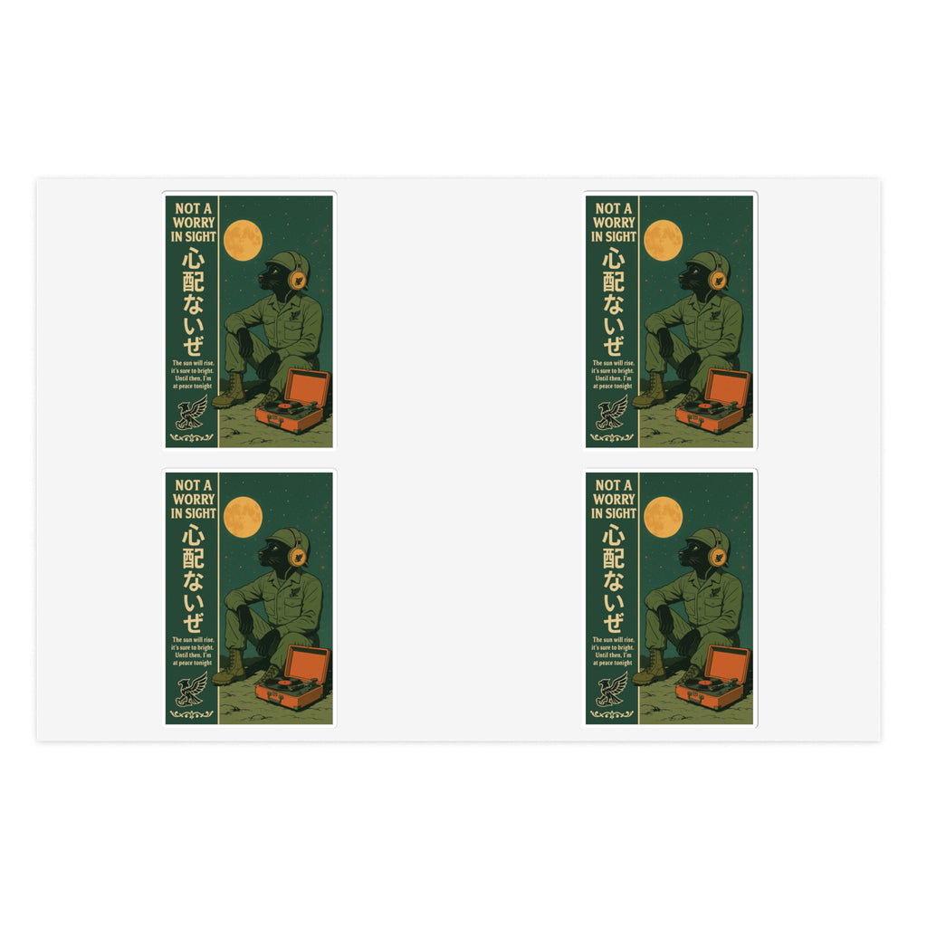 Not a Worry Retro Hiker Moon Sticker Sheet | Outdoor Adventure Stickers - (Pack of 4)