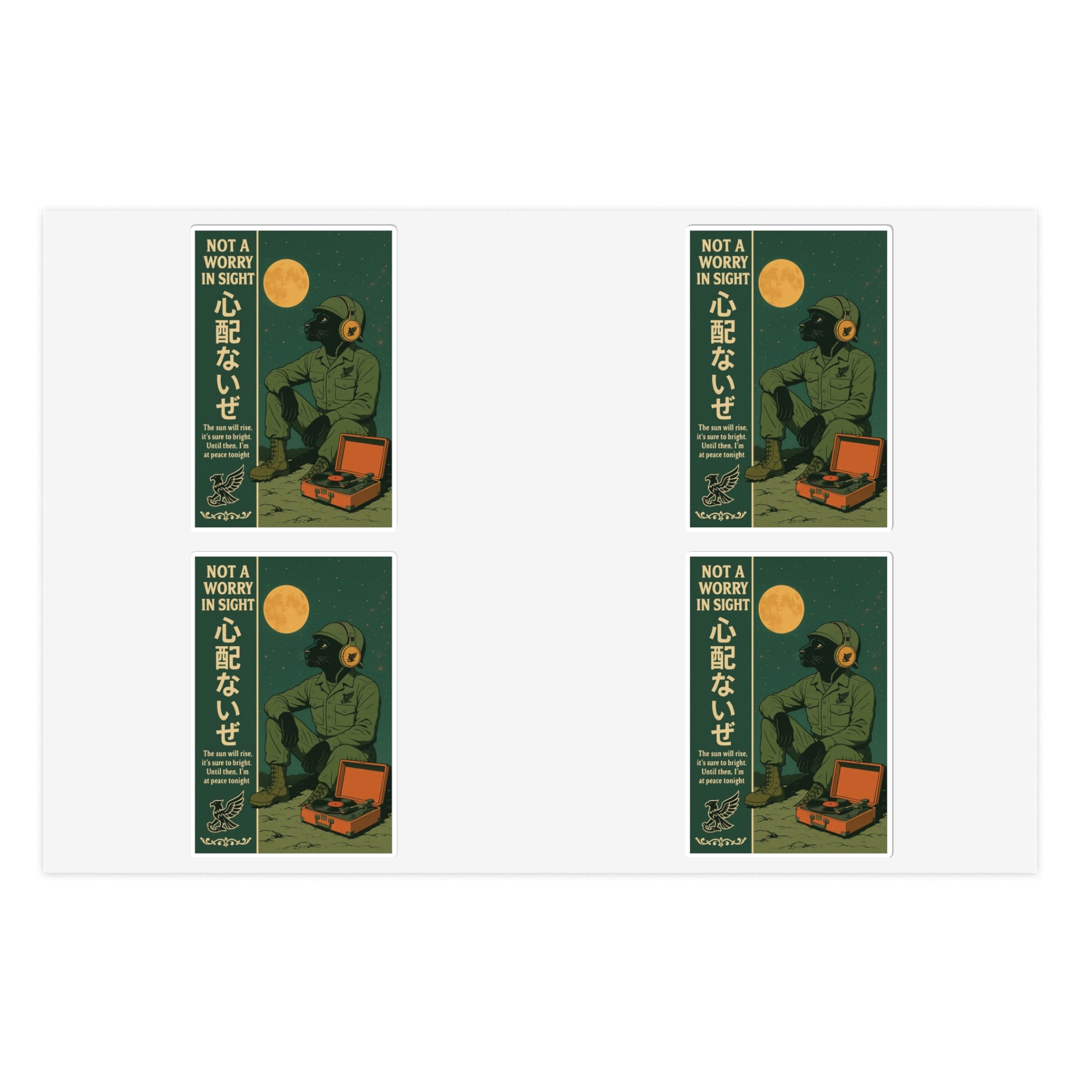 Not a Worry Retro Hiker Moon Sticker Sheet | Outdoor Adventure Stickers - (Pack of 4)