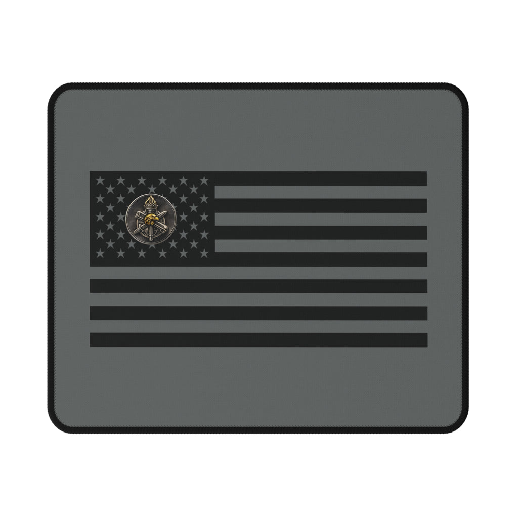 Black American Flag Knowledge Mouse Pad | Tactical Eagle Knowledge Emblem, Non-Slip Desk Mat