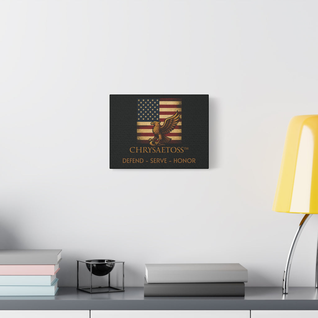 Chrysaetos Patriotic Eagle Canvas - American Flag Wall Art, Military & Veteran Home Decor