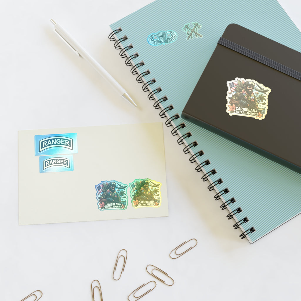 Military Ranger Sticker Sheet — Caribbean Central America Badges & Parachute Decal Set