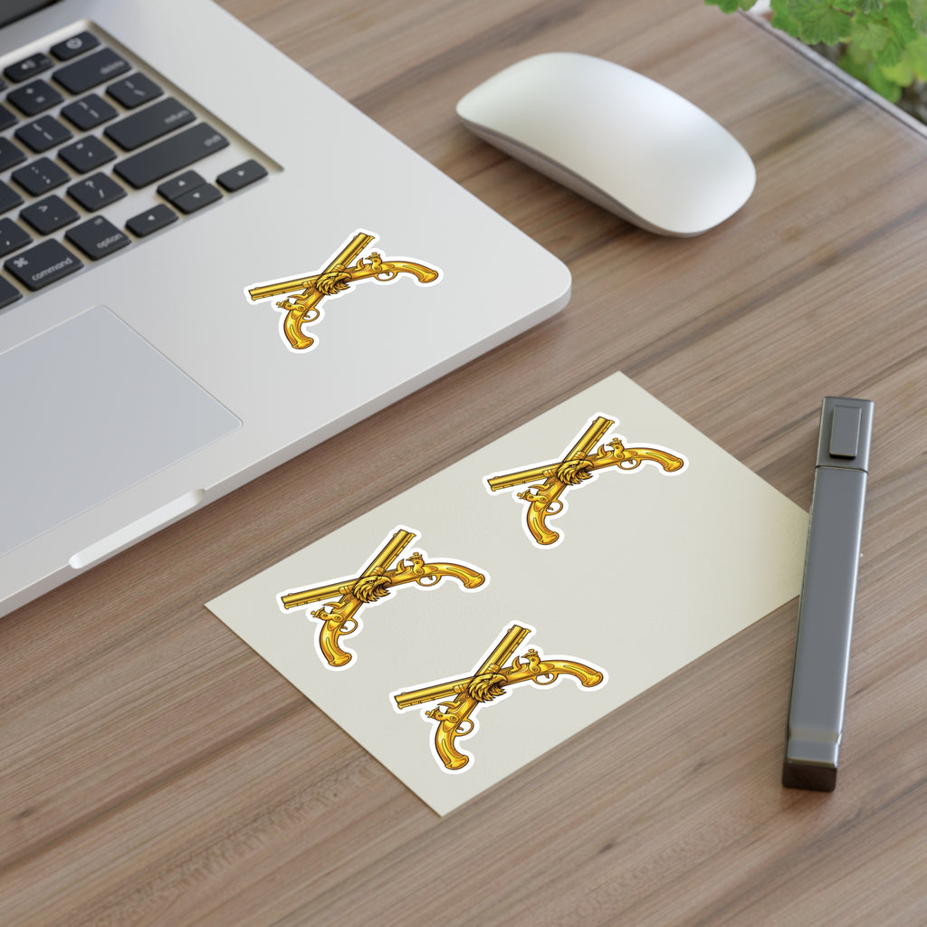 Golden Crossed Pistol Tactical Sticker Set — Pack of 4 Sticker Sheets