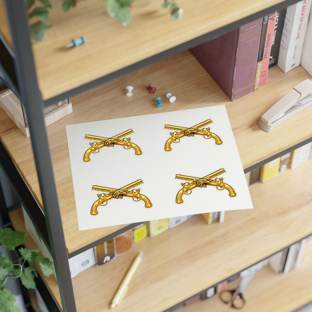 Golden Crossed Pistol Tactical Sticker Set — Pack of 4 Sticker Sheets