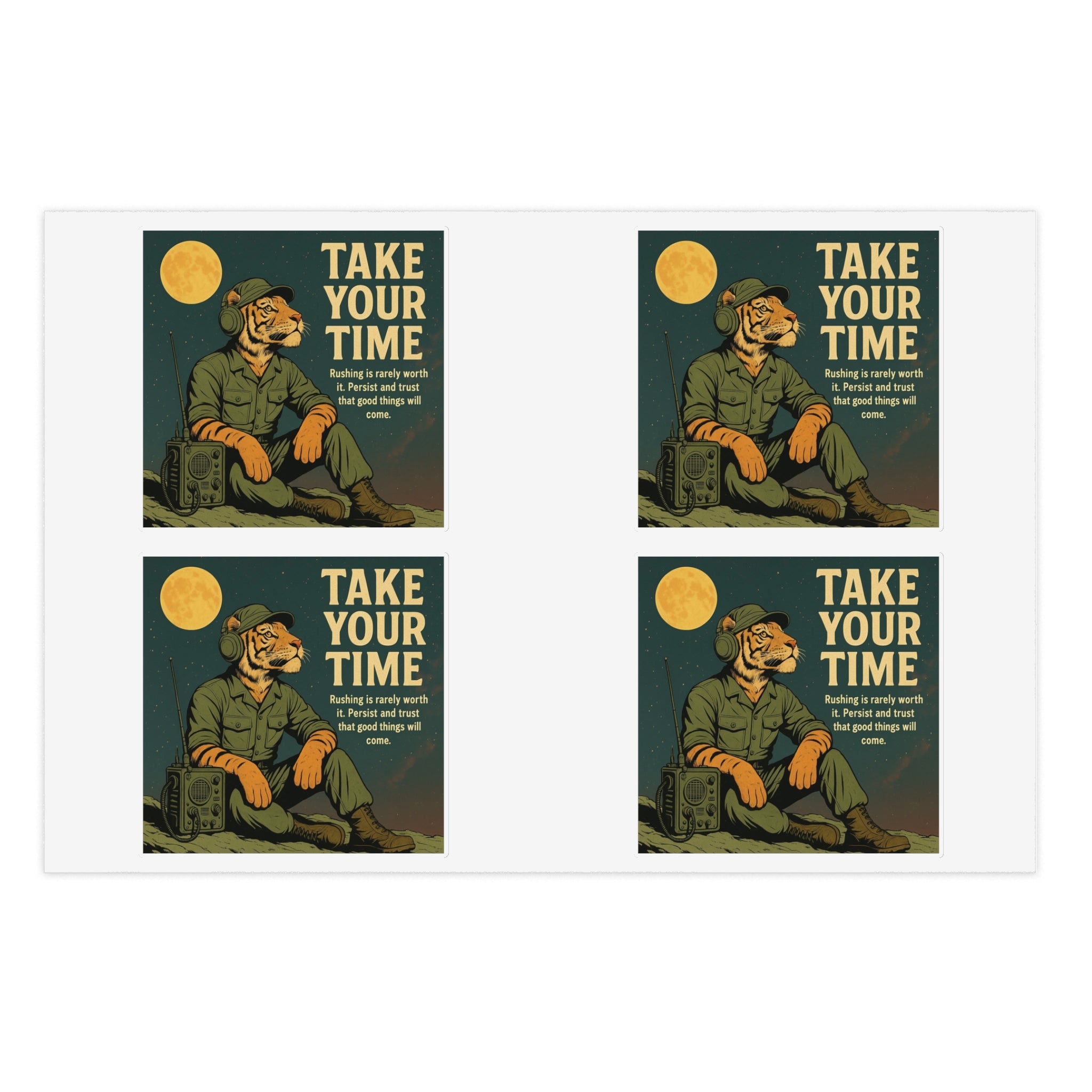 Take Your Time Retro Hiker Moon Sticker Sheet — Pack of Four