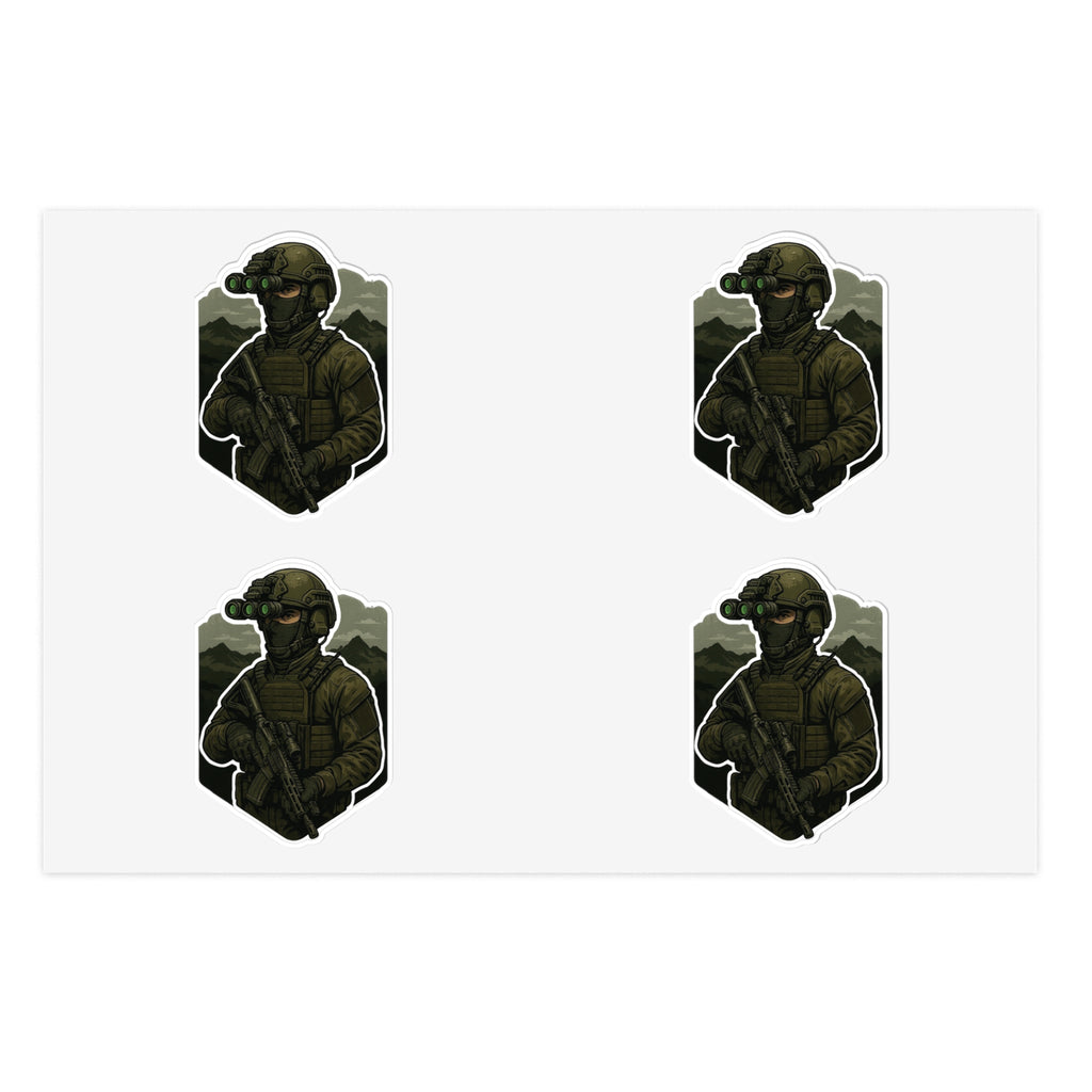 Tactical Soldier Night Vision Sticker Sheet — Four Pax Military Kiss-Cut Decals
