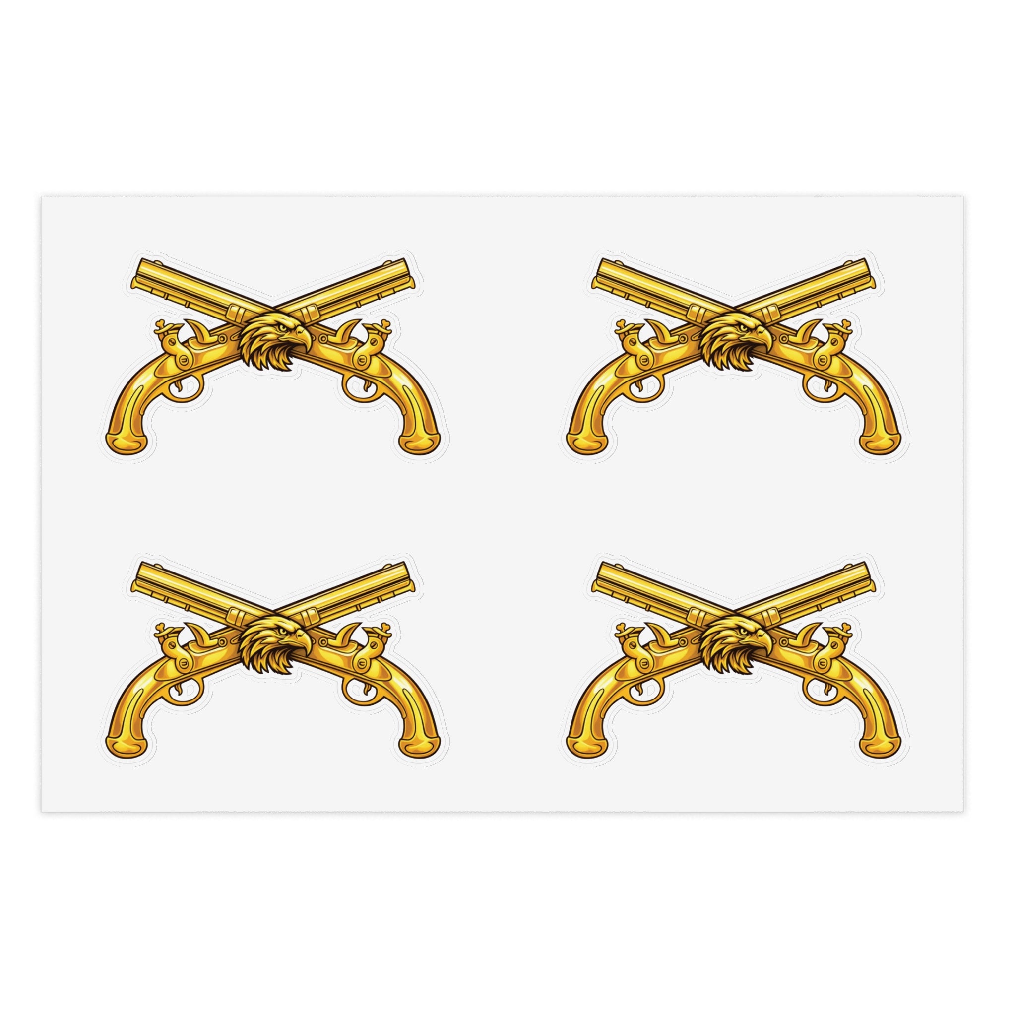 Golden Crossed Pistol Tactical Sticker Set — Pack of 4 Sticker Sheets