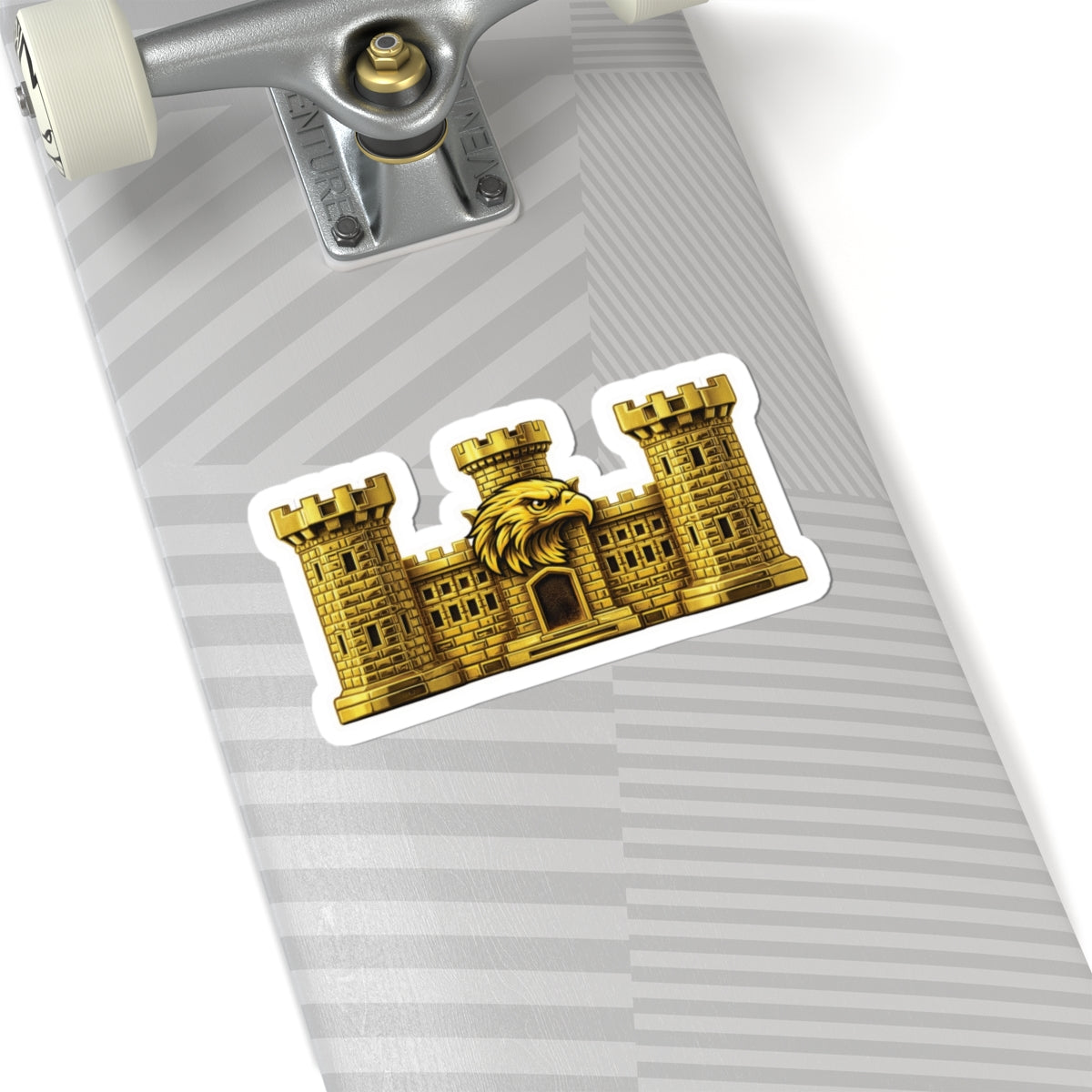 Gold Engineer Castle Tactical Sticker — Castle Emblem Kiss-Cut Decal